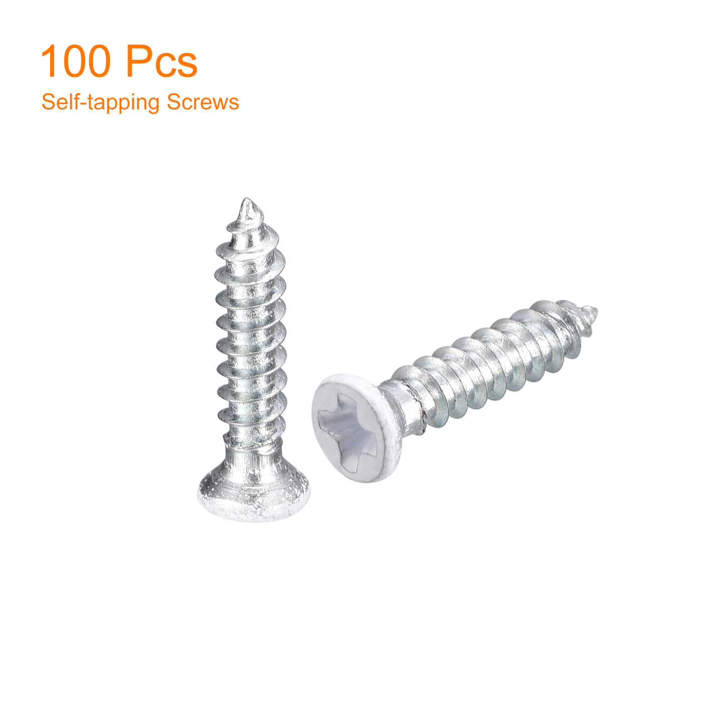 uxcell Uxcell ST2.5x12mm White Self Tapping Screws, 100pcs Flat Head Phillips Wood Screws