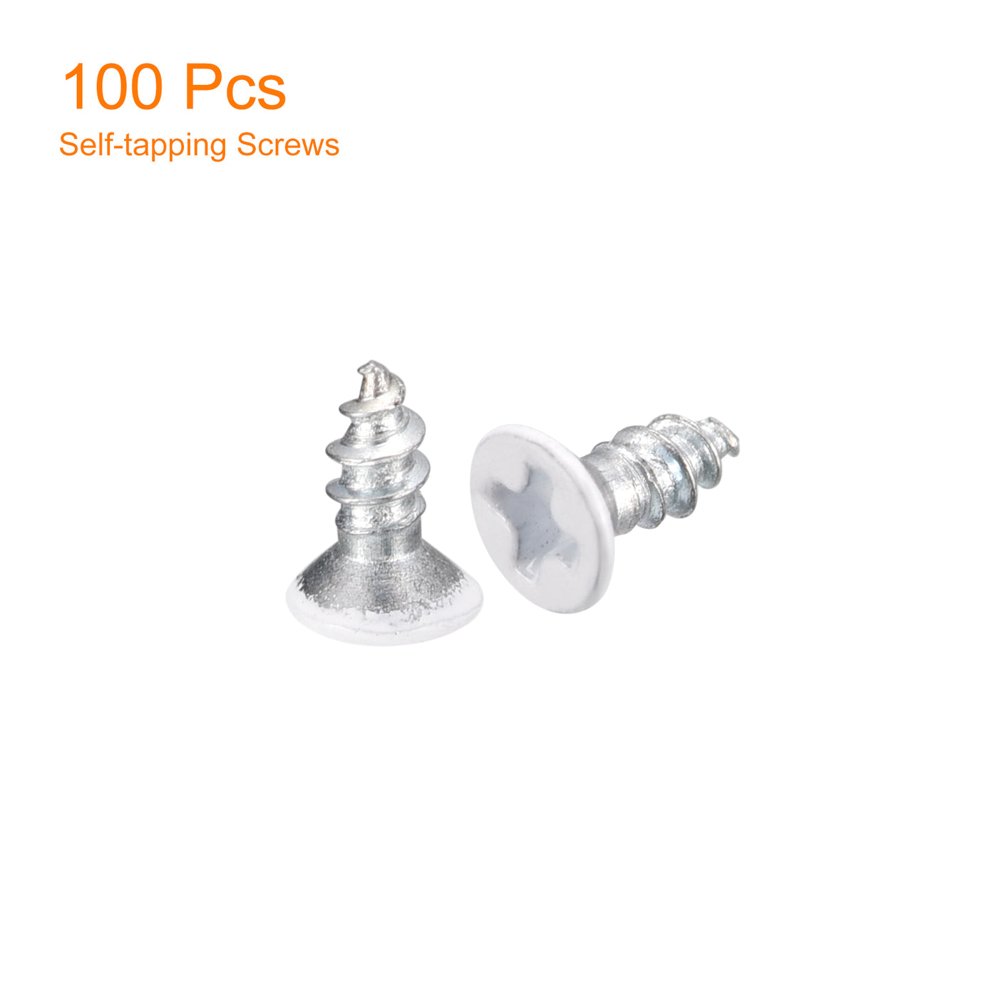 uxcell Uxcell ST3x8mm White Self Tapping Screws, 100pcs Flat Head Phillips Wood Screws