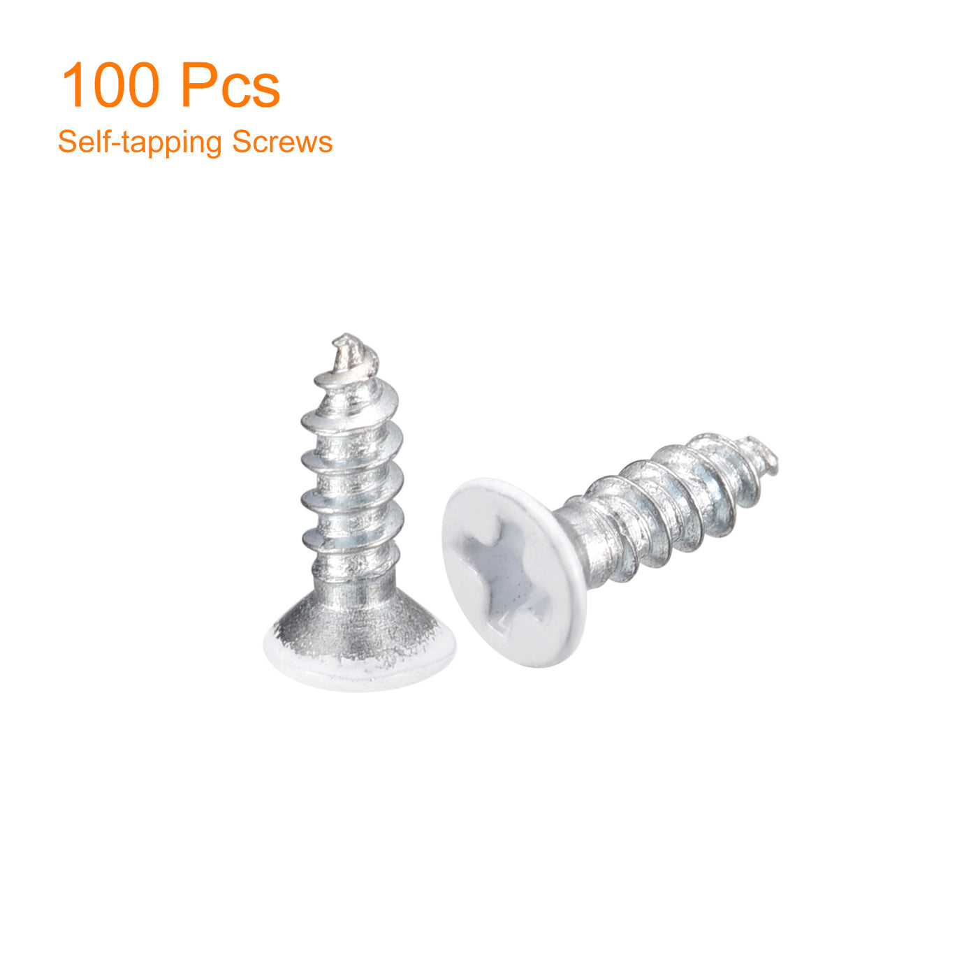 uxcell Uxcell ST3x10mm White Self Tapping Screws, 100pcs Flat Head Phillips Wood Screws