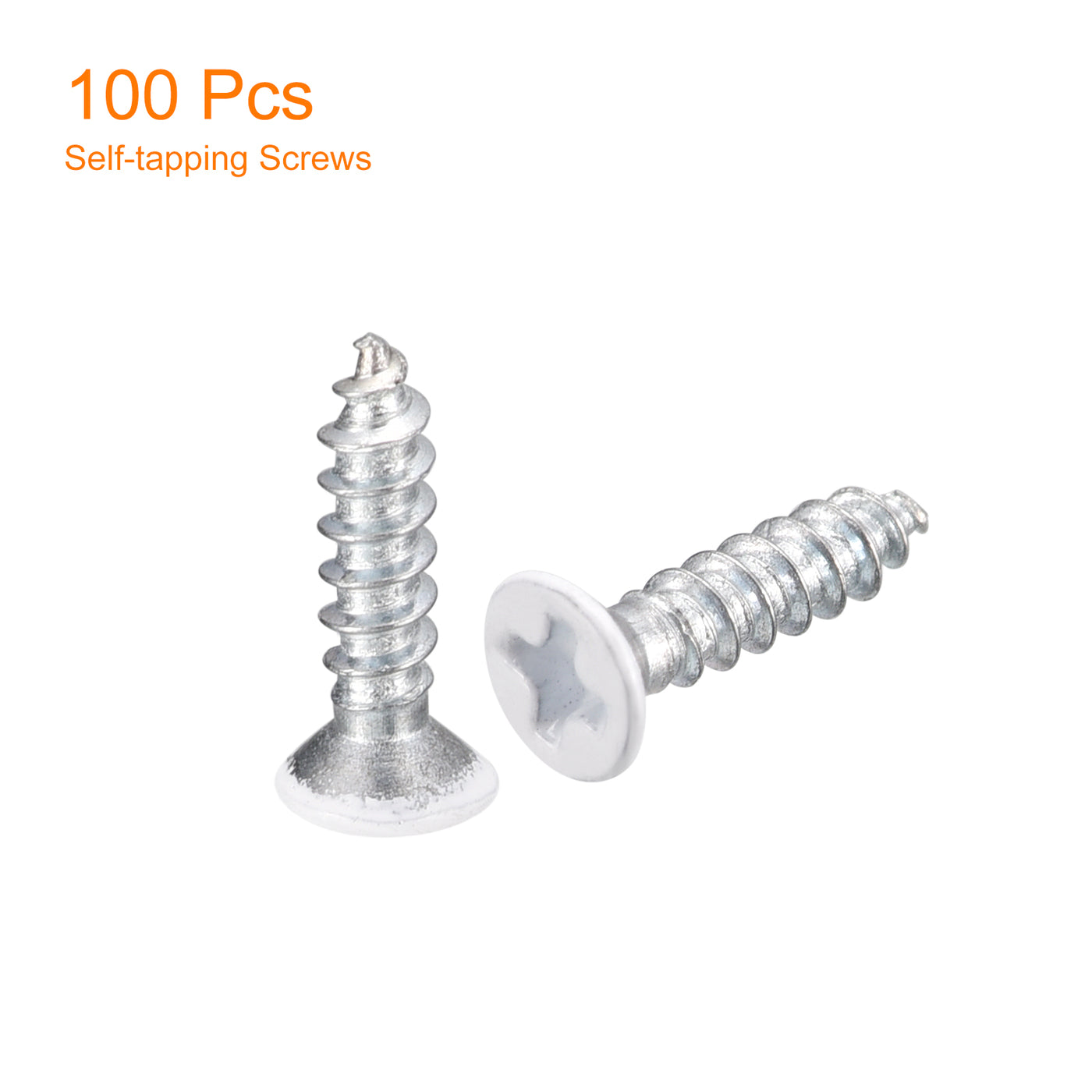 uxcell Uxcell ST3x12mm White Self Tapping Screws, 100pcs Flat Head Phillips Wood Screws