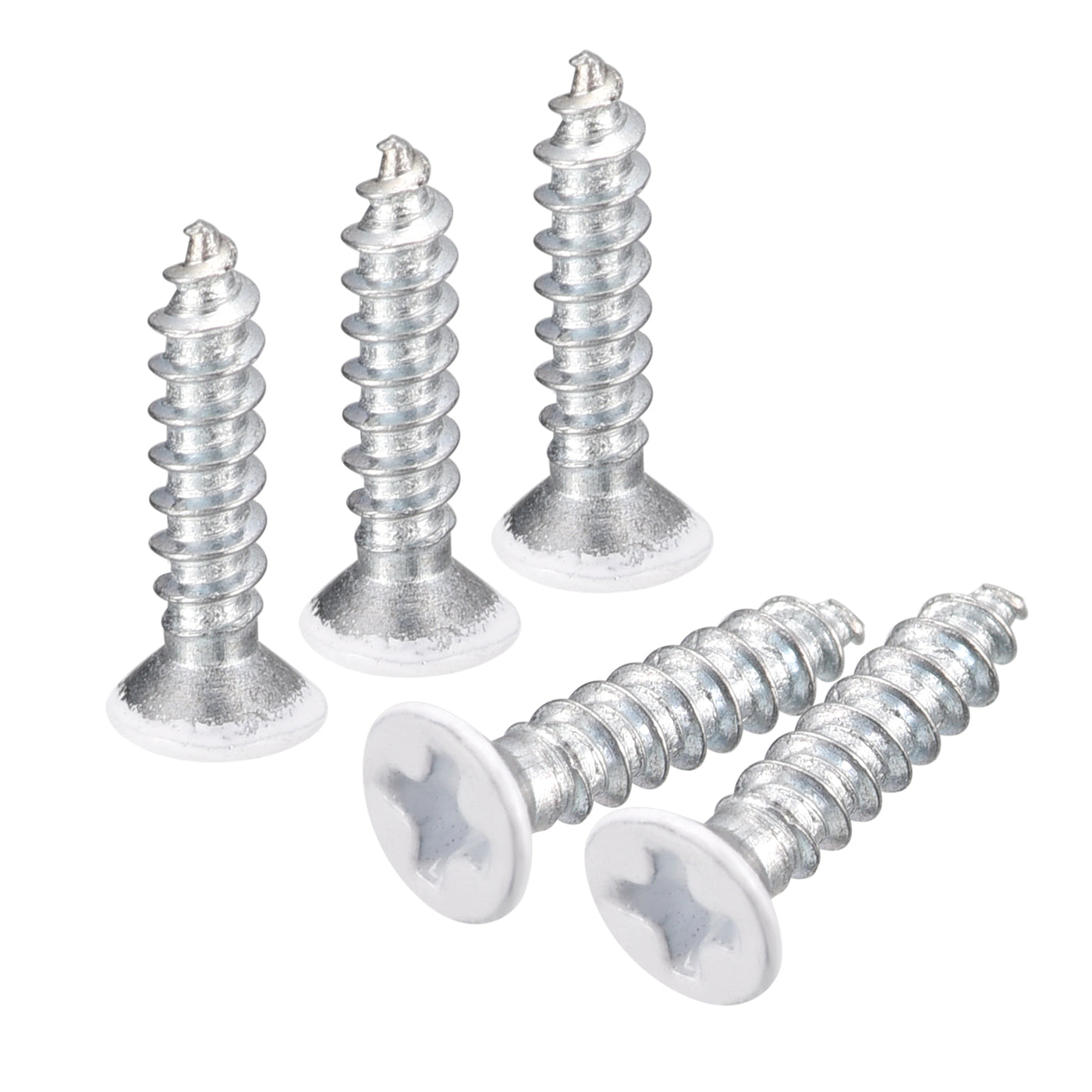 uxcell Uxcell ST3x15mm White Self Tapping Screws, 50pcs Flat Head Phillips Wood Screws