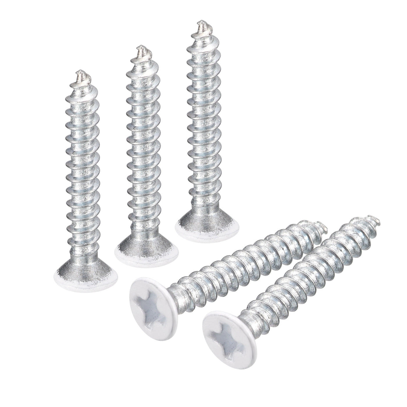 uxcell Uxcell ST3x20mm White Self Tapping Screws, 25pcs Flat Head Phillips Wood Screws