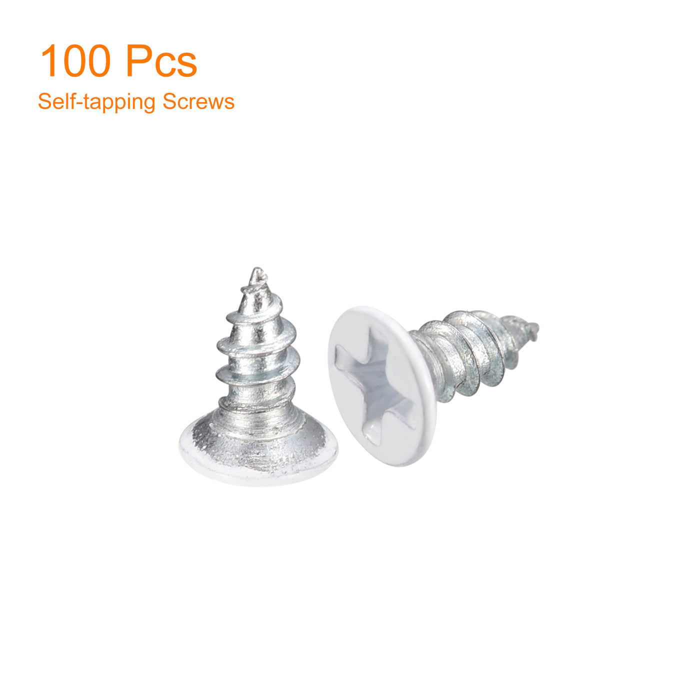 uxcell Uxcell ST3.5x8mm White Self Tapping Screws, 100pcs Flat Head Phillips Wood Screws