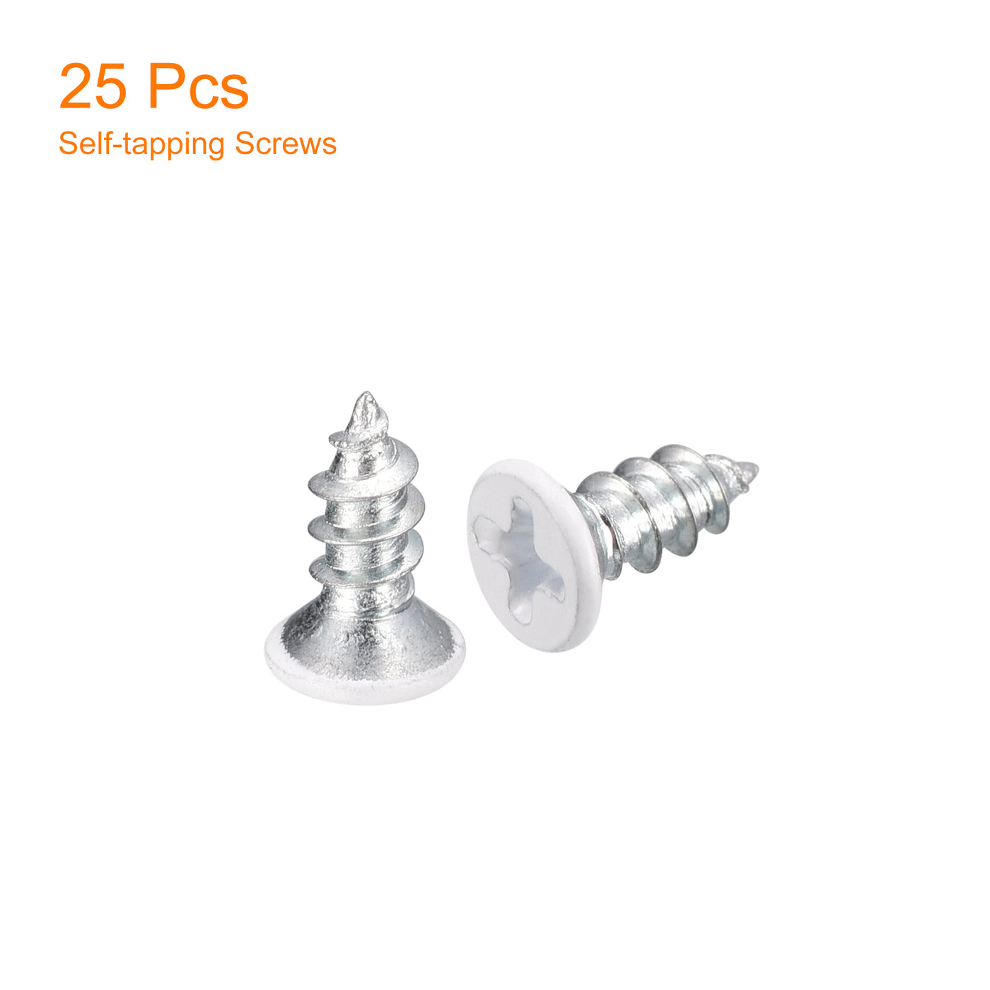 uxcell Uxcell ST4x10mm White Self Tapping Screws, 25pcs Flat Head Phillips Wood Screws