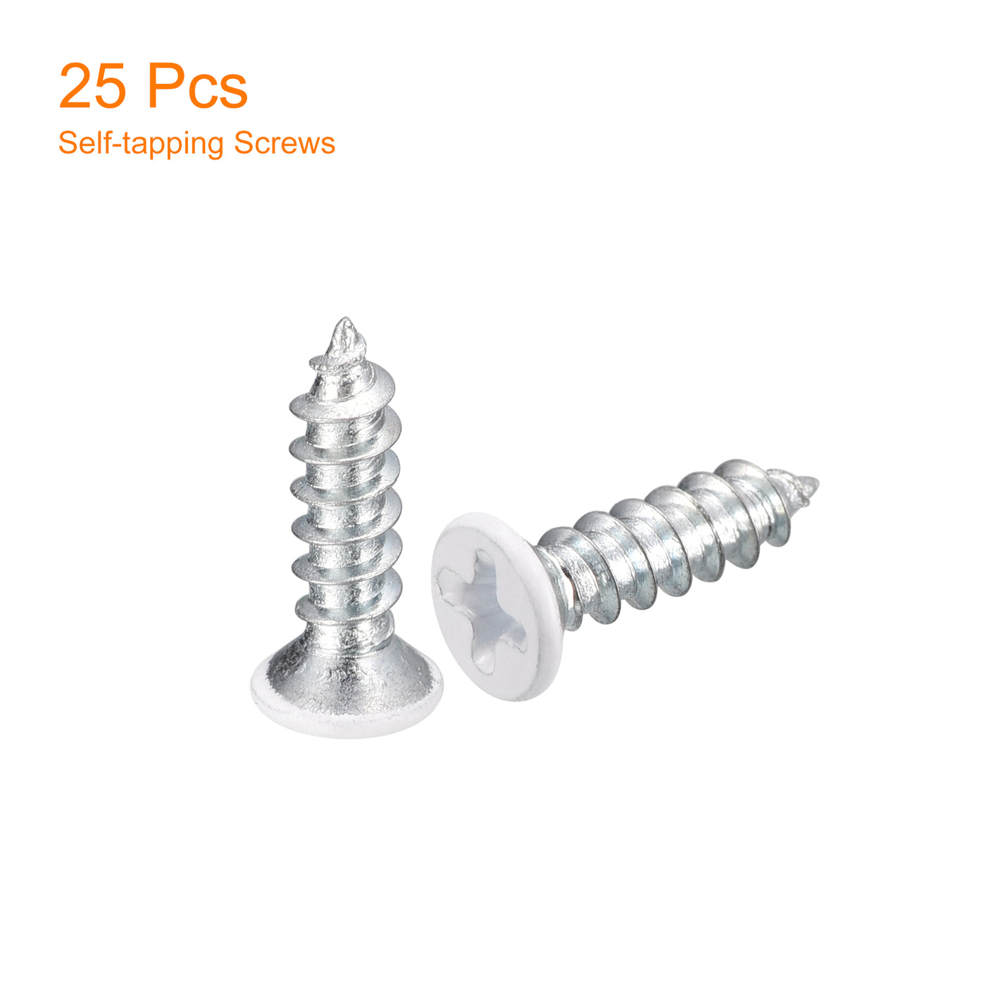 uxcell Uxcell ST4x15mm White Self Tapping Screws, 25pcs Flat Head Phillips Wood Screws