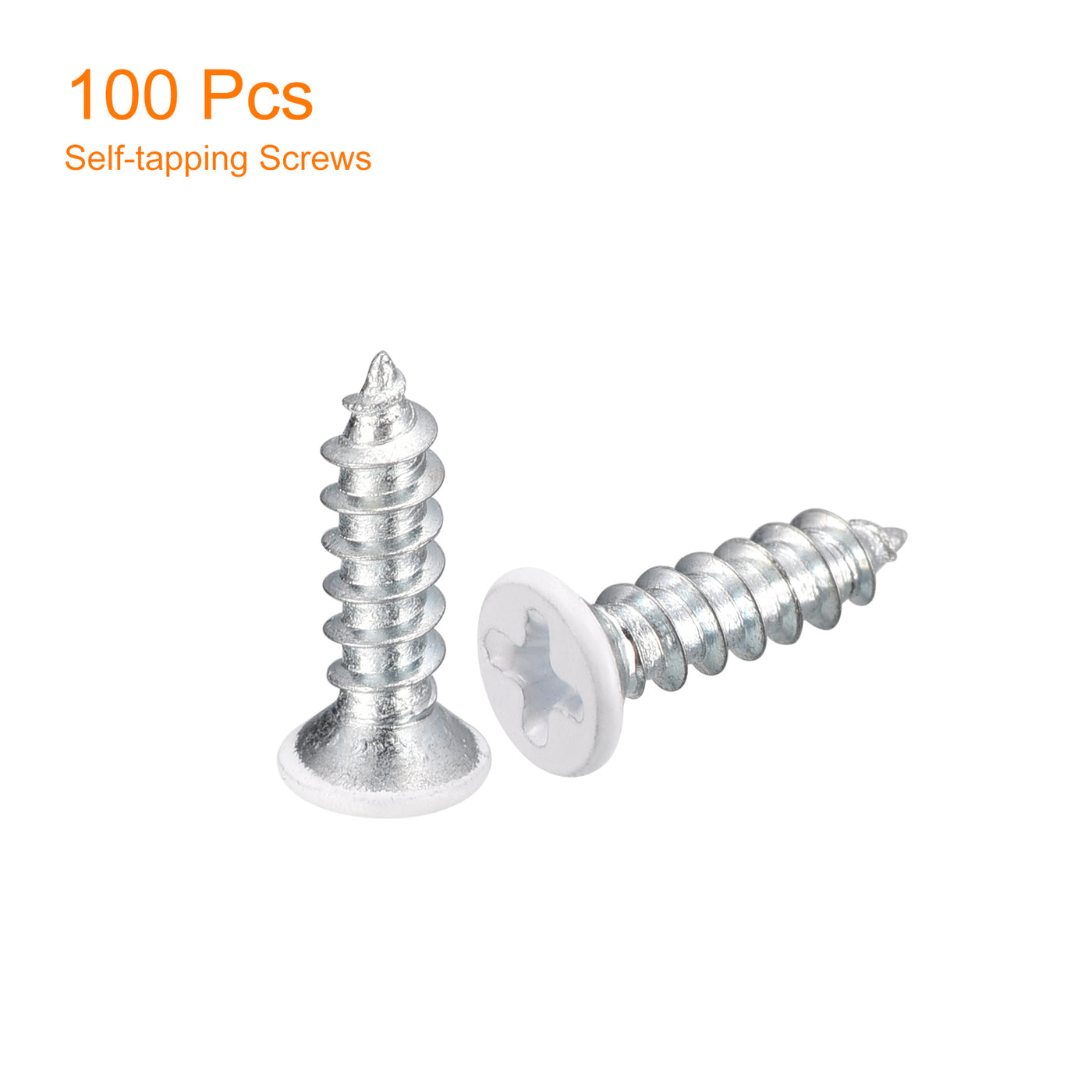 uxcell Uxcell ST4x15mm White Self Tapping Screws, 100pcs Flat Head Phillips Wood Screws