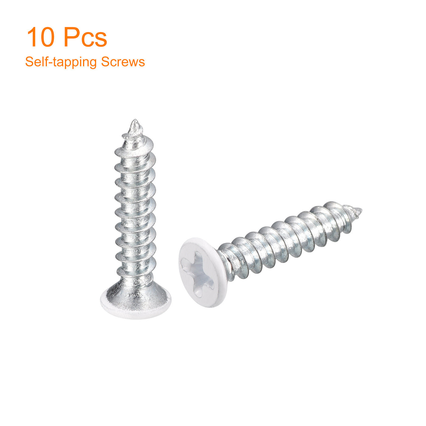 uxcell Uxcell ST4x20mm White Self Tapping Screws, 10pcs Flat Head Phillips Wood Screws
