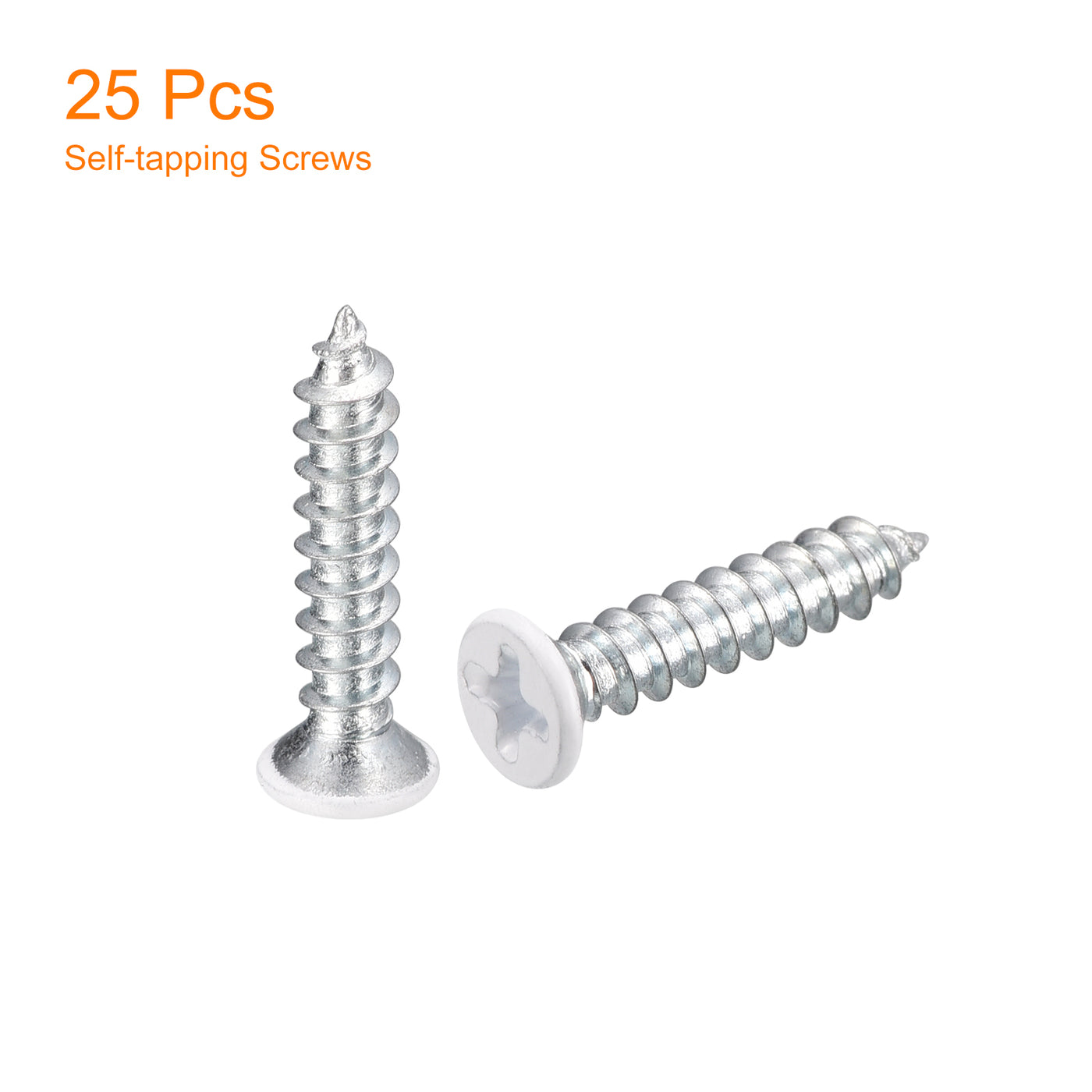 uxcell Uxcell ST4x20mm White Self Tapping Screws, 25pcs Flat Head Phillips Wood Screws