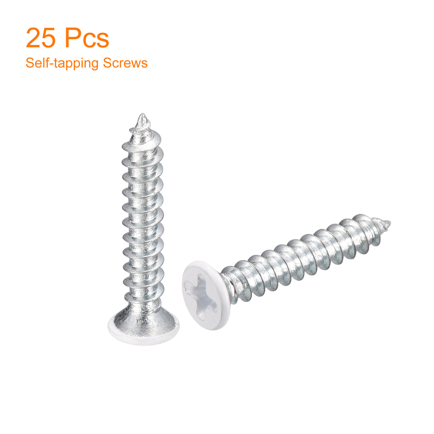 uxcell Uxcell ST4x23mm White Self Tapping Screws, 25pcs Flat Head Phillips Wood Screws