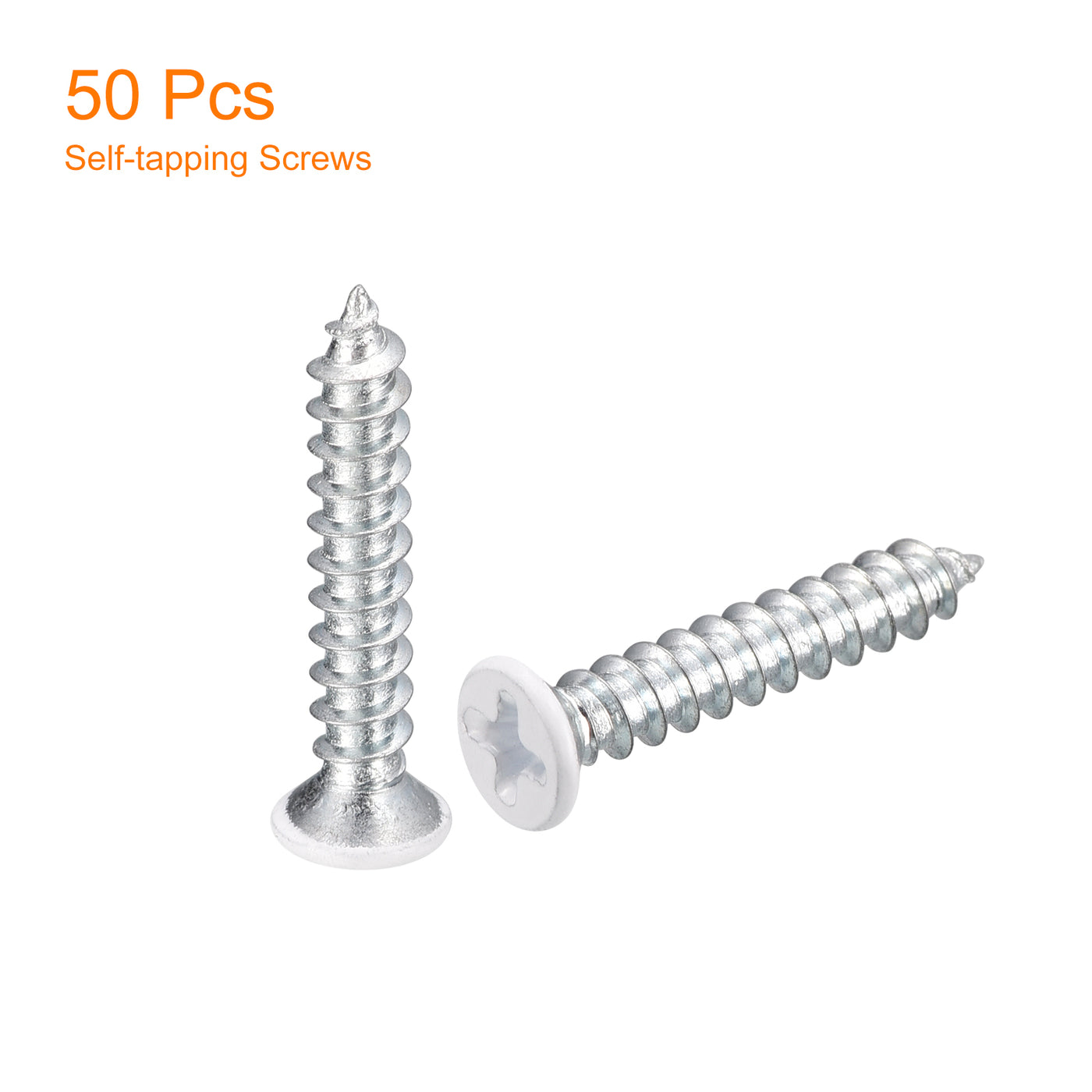 uxcell Uxcell ST4x23mm White Self Tapping Screws, 50pcs Flat Head Phillips Wood Screws