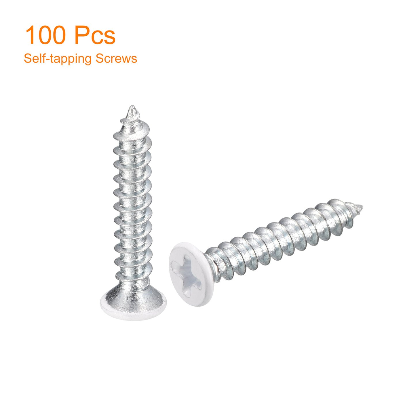 uxcell Uxcell ST4x23mm White Self Tapping Screws, 100pcs Flat Head Phillips Wood Screws