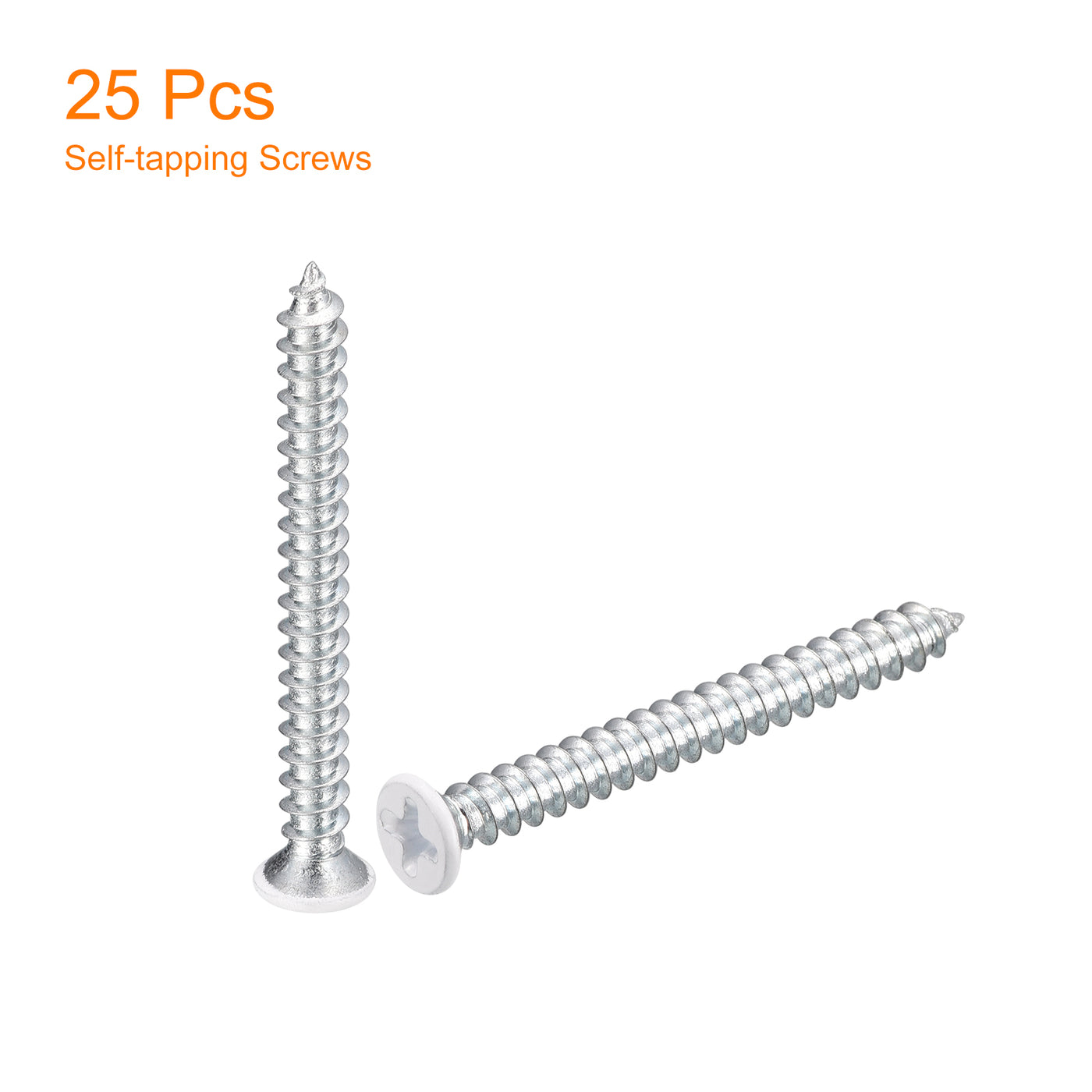 uxcell Uxcell ST4x40mm White Self Tapping Screws, 25pcs Flat Head Phillips Wood Screws