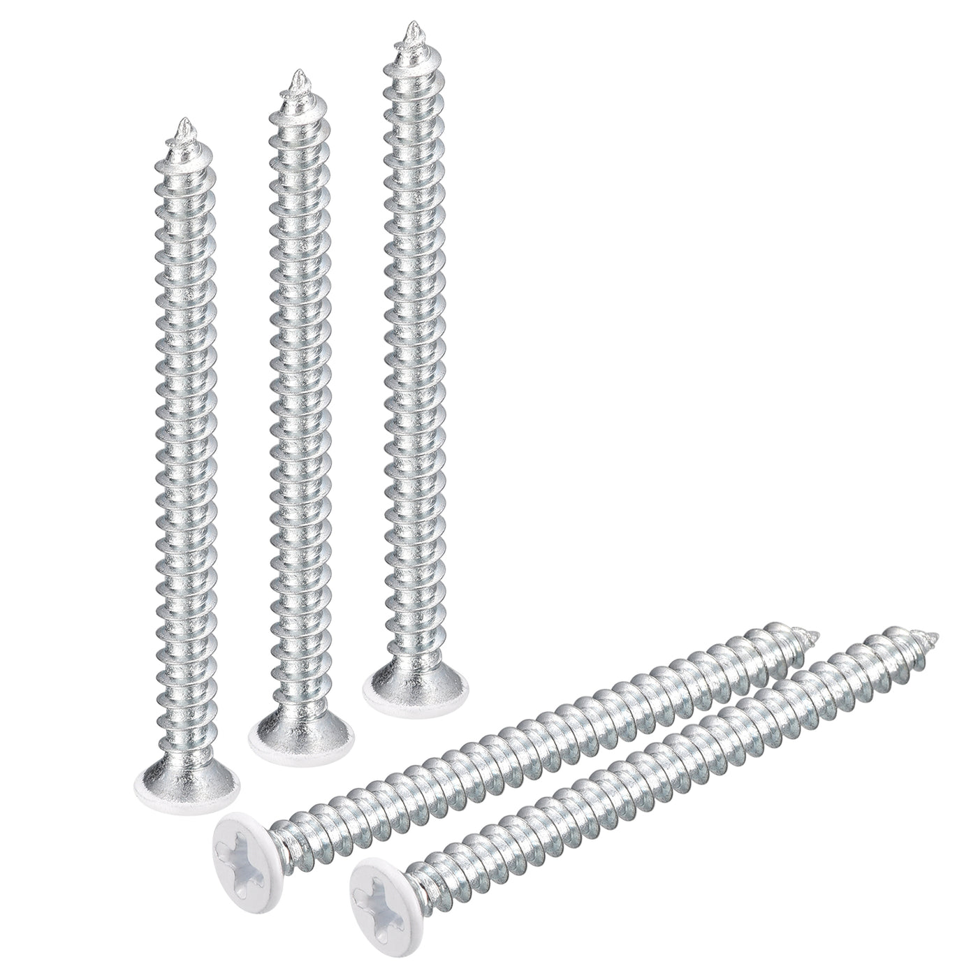 uxcell Uxcell ST4x50mm White Self Tapping Screws, 50pcs Flat Head Phillips Wood Screws