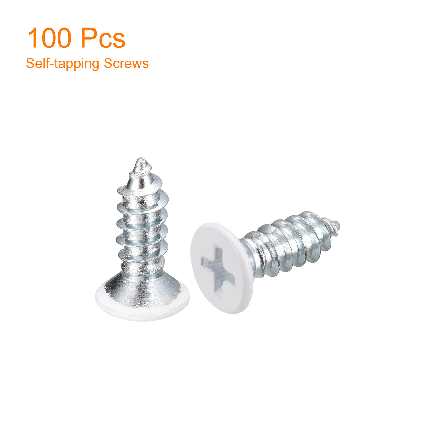 uxcell Uxcell ST5x16mm White Self Tapping Screws, 100pcs Flat Head Phillips Wood Screws