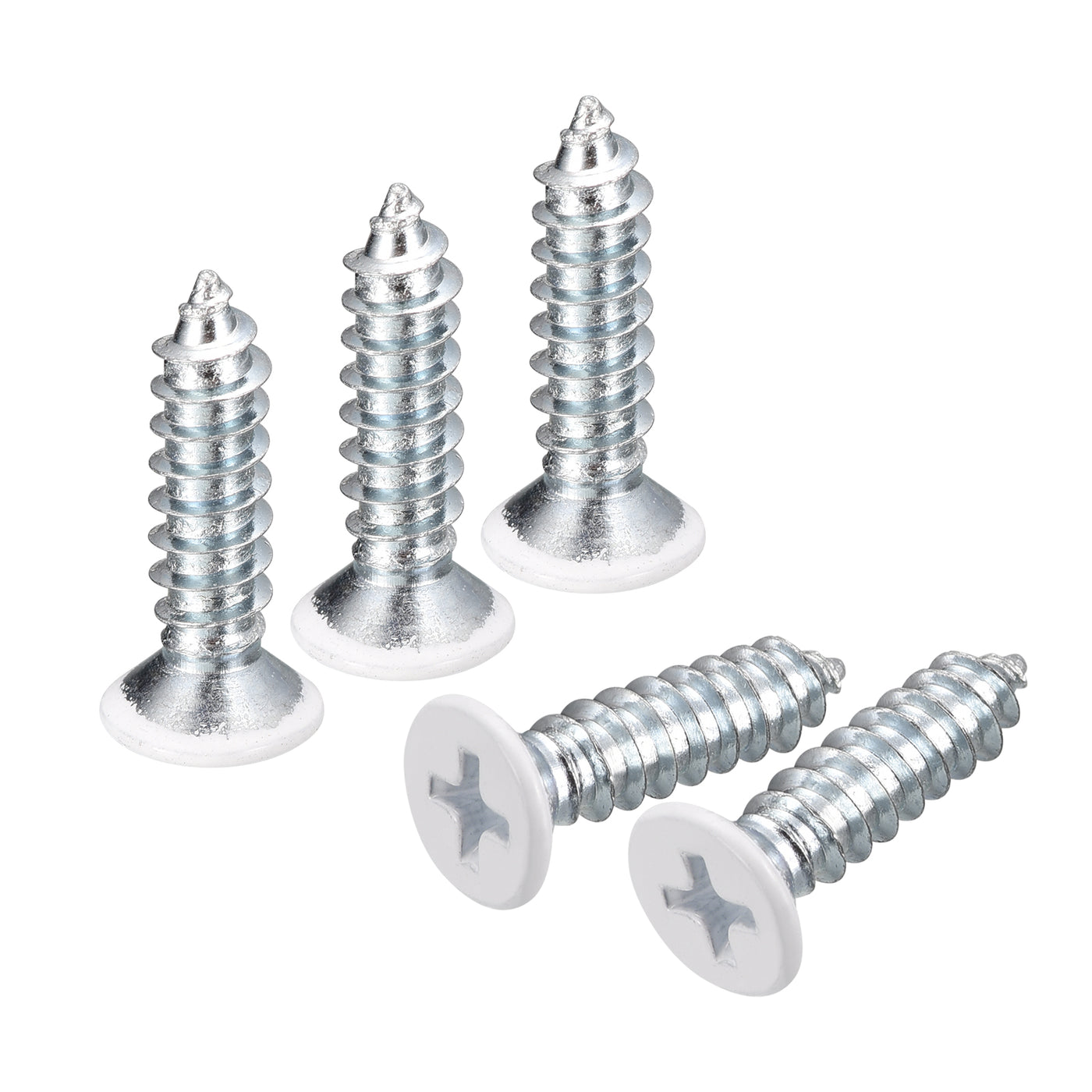 uxcell Uxcell ST5x20mm White Self Tapping Screws, 25pcs Flat Head Phillips Wood Screws