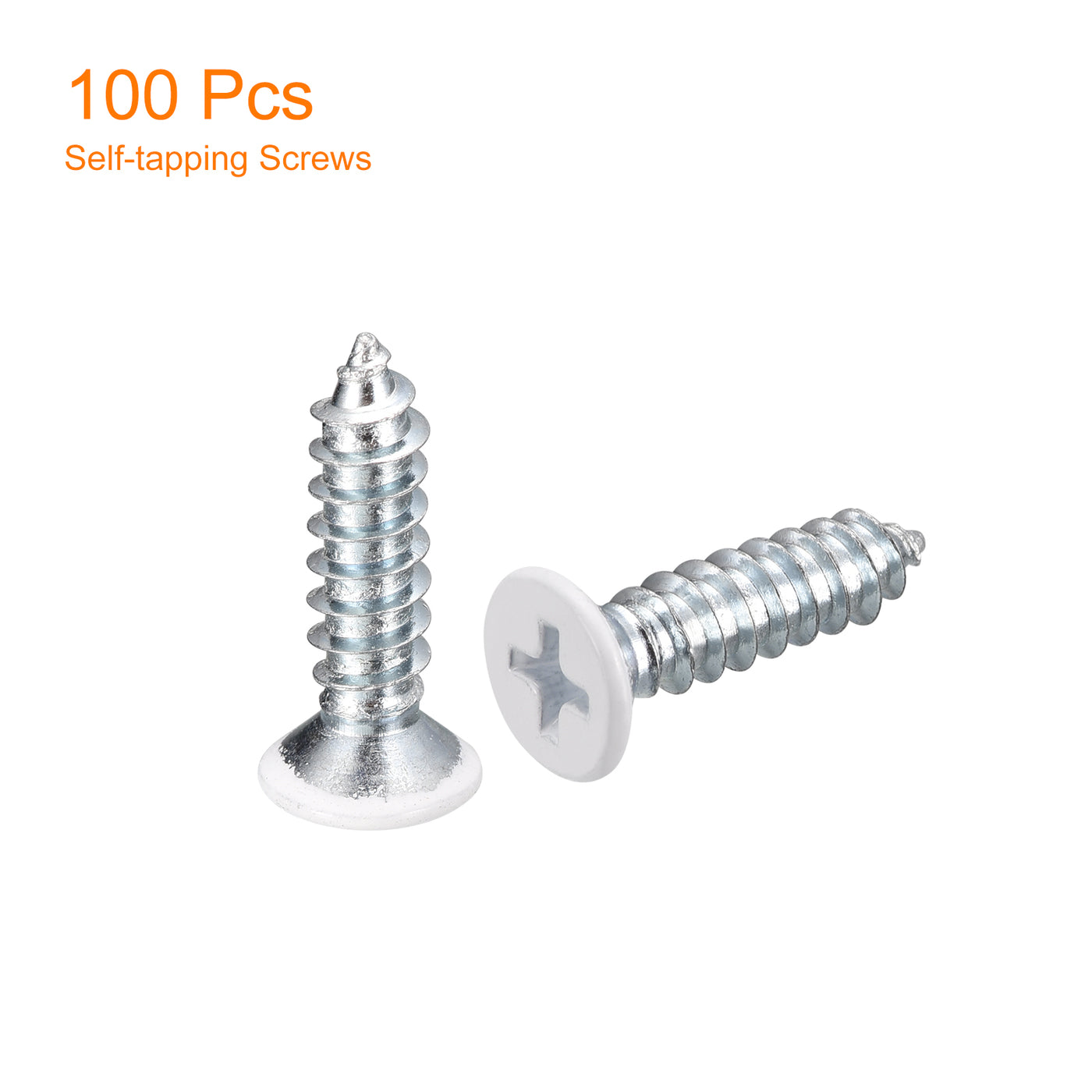 uxcell Uxcell ST5x20mm White Self Tapping Screws, 100pcs Flat Head Phillips Wood Screws