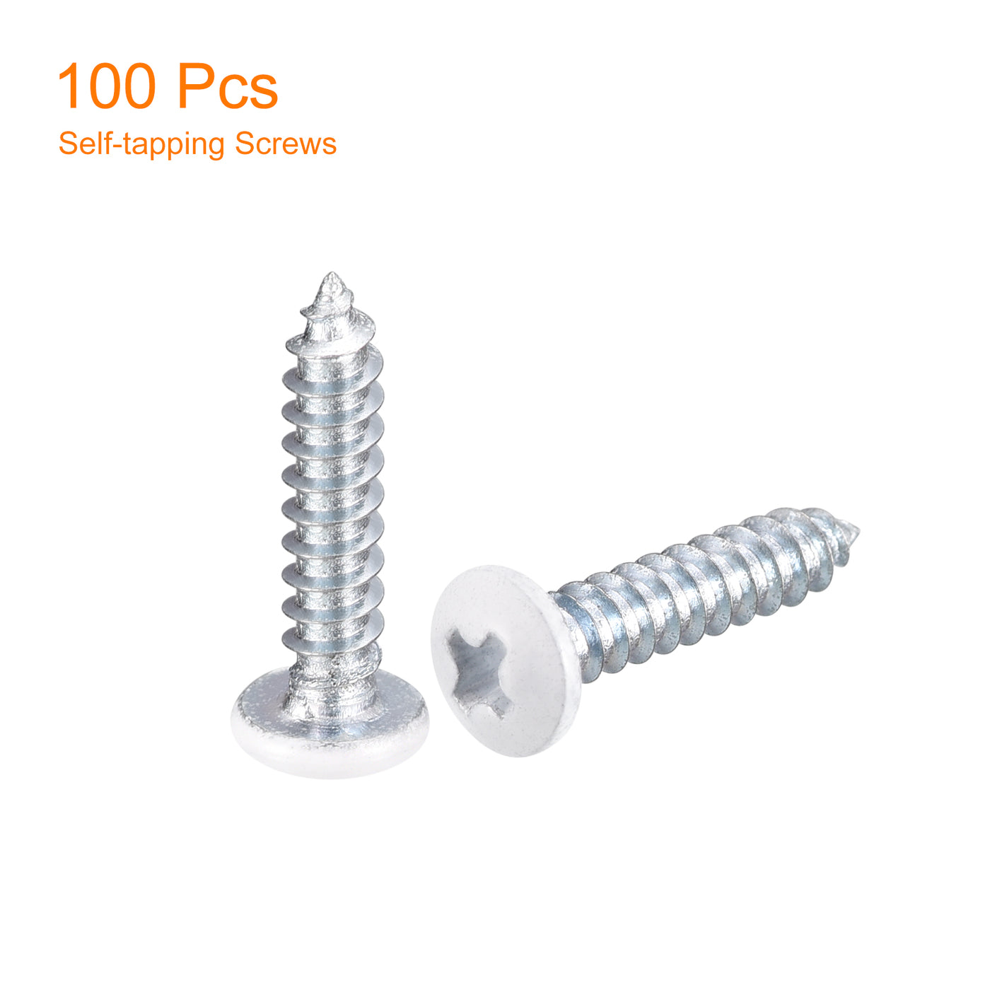 uxcell Uxcell ST2x12mm White Screws Self Tapping Screws, 100pcs Pan Head Phillips Screws