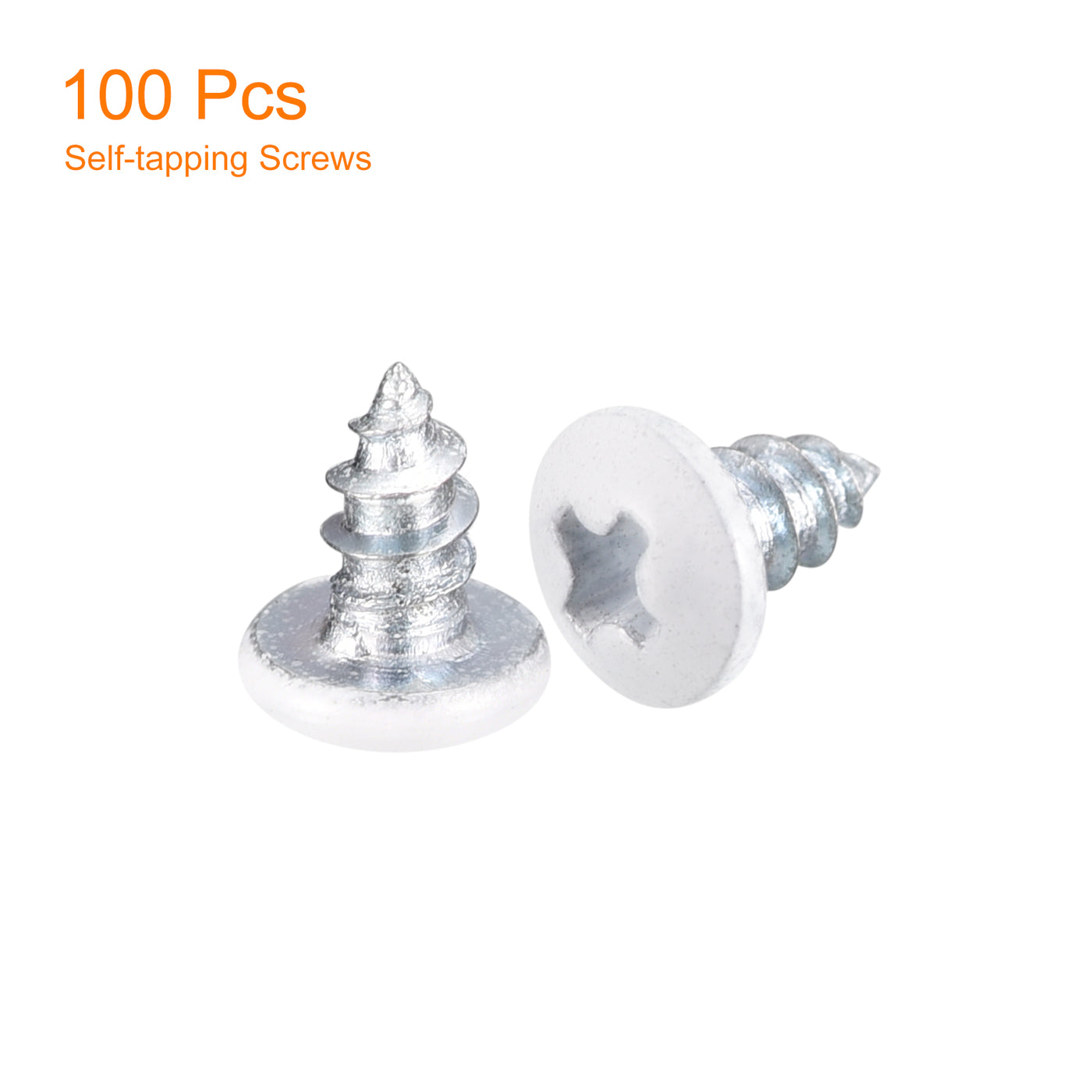 uxcell Uxcell ST2.5x6mm White Screws Self Tapping Screws, 100pcs Pan Head Phillips Screws