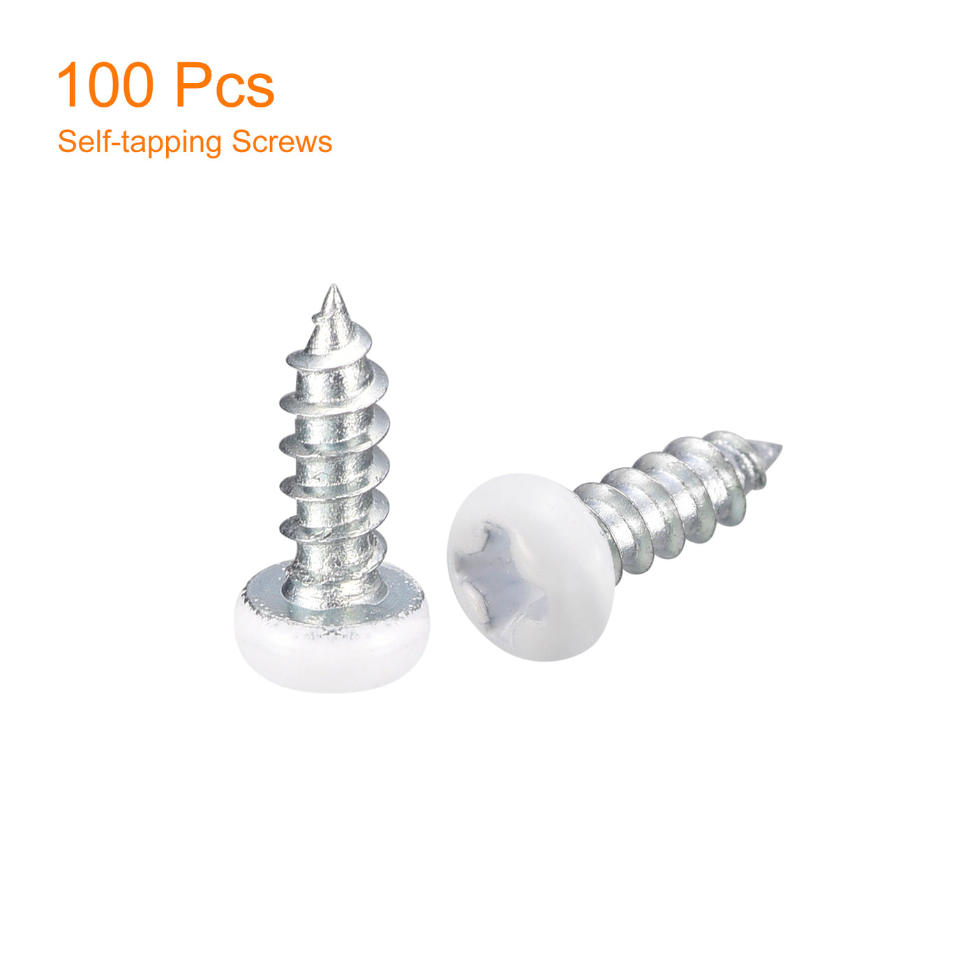 uxcell Uxcell ST3x8mm White Screws Self Tapping Screws, 100pcs Pan Head Phillips Screws