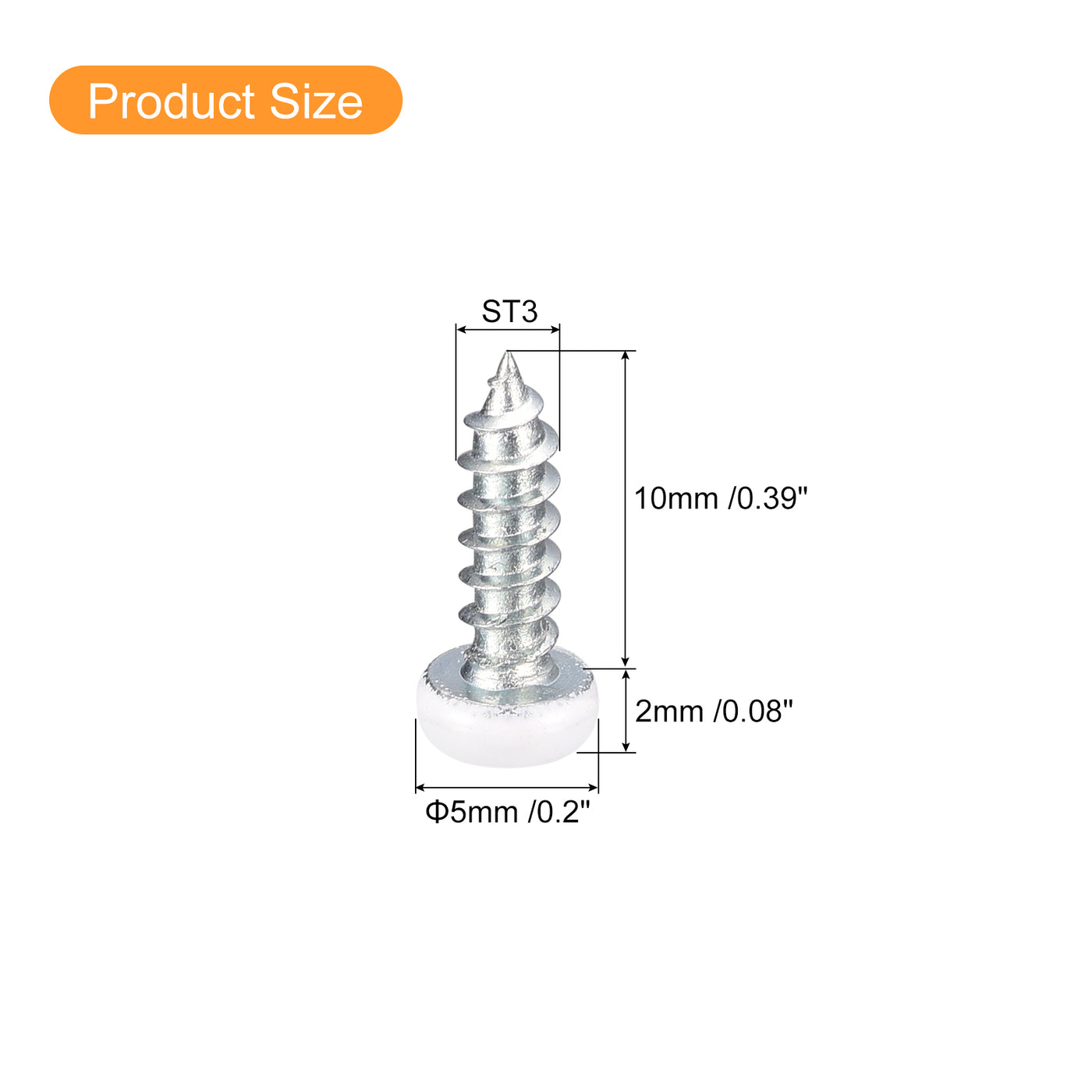 uxcell Uxcell ST3x10mm White Screws Self Tapping Screws, 100pcs Pan Head Phillips Screws