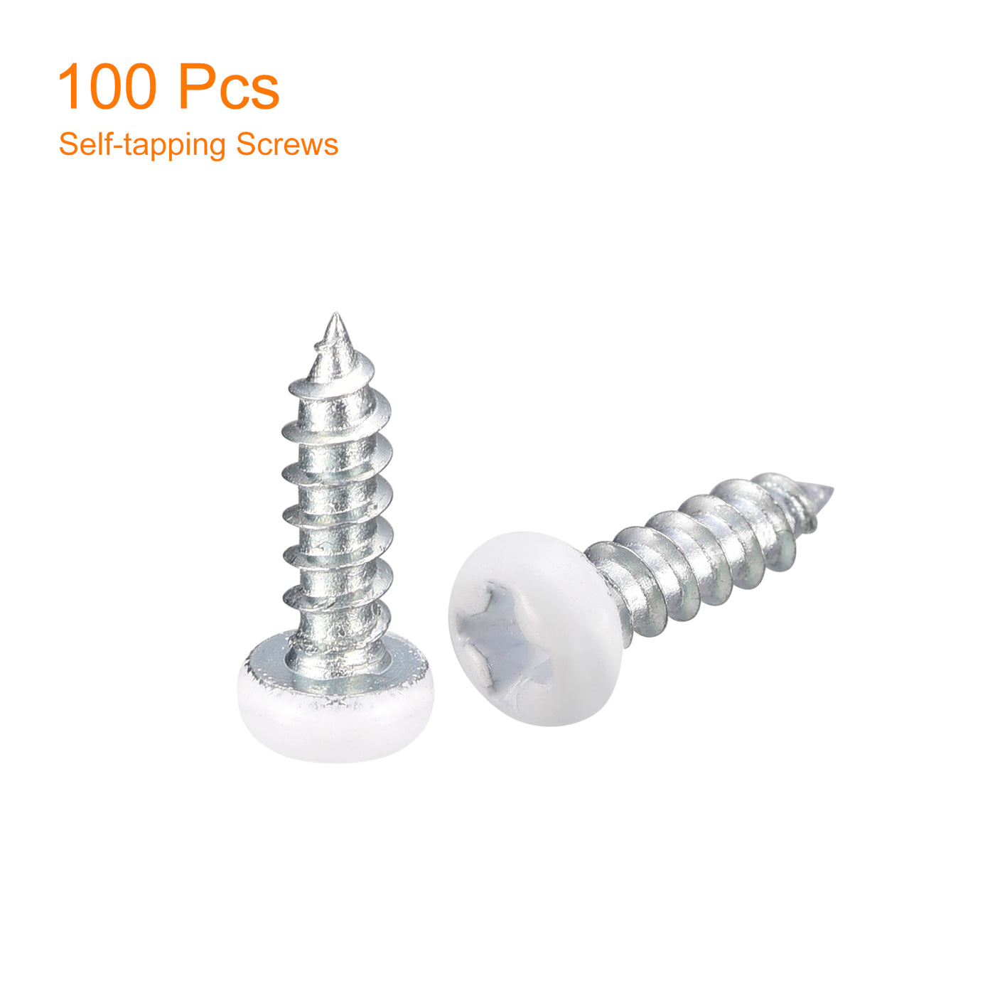 uxcell Uxcell ST3x10mm White Screws Self Tapping Screws, 100pcs Pan Head Phillips Screws