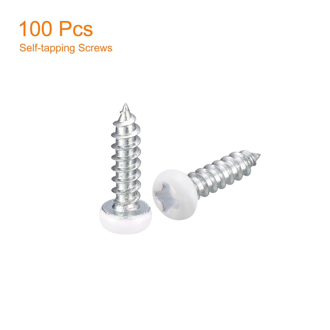 uxcell Uxcell ST3x12mm White Screws Self Tapping Screws, 100pcs Pan Head Phillips Screws