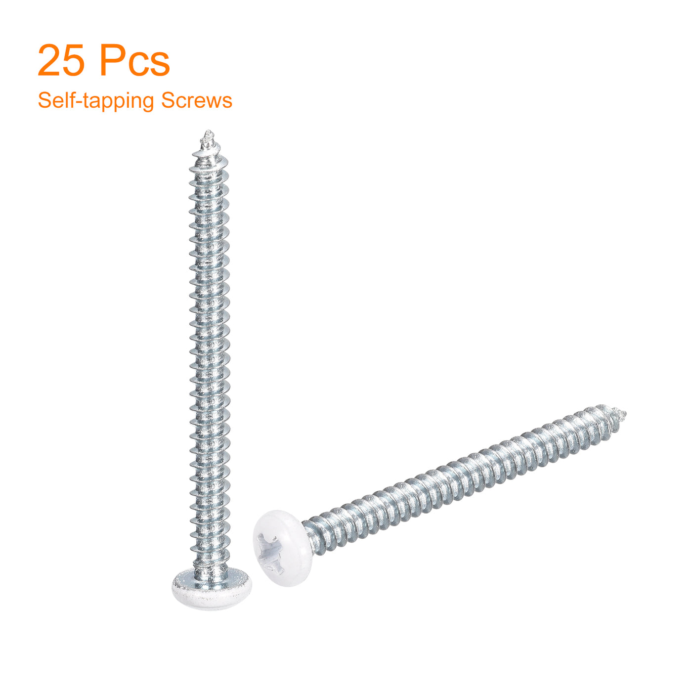 uxcell Uxcell ST3.5x40mm White Screws Self Tapping Screws, 25pcs Pan Head Phillips Screws