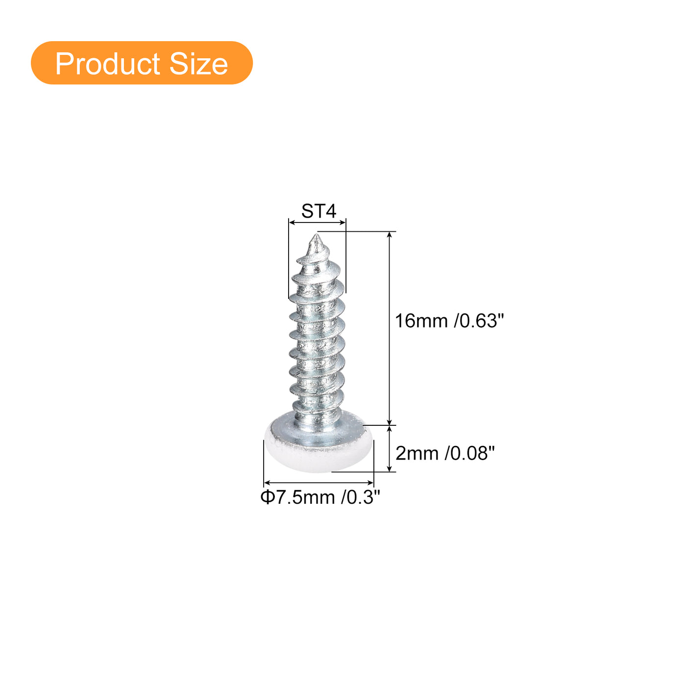 uxcell Uxcell ST4x16mm White Screws Self Tapping Screws, 100pcs Pan Head Phillips Screws