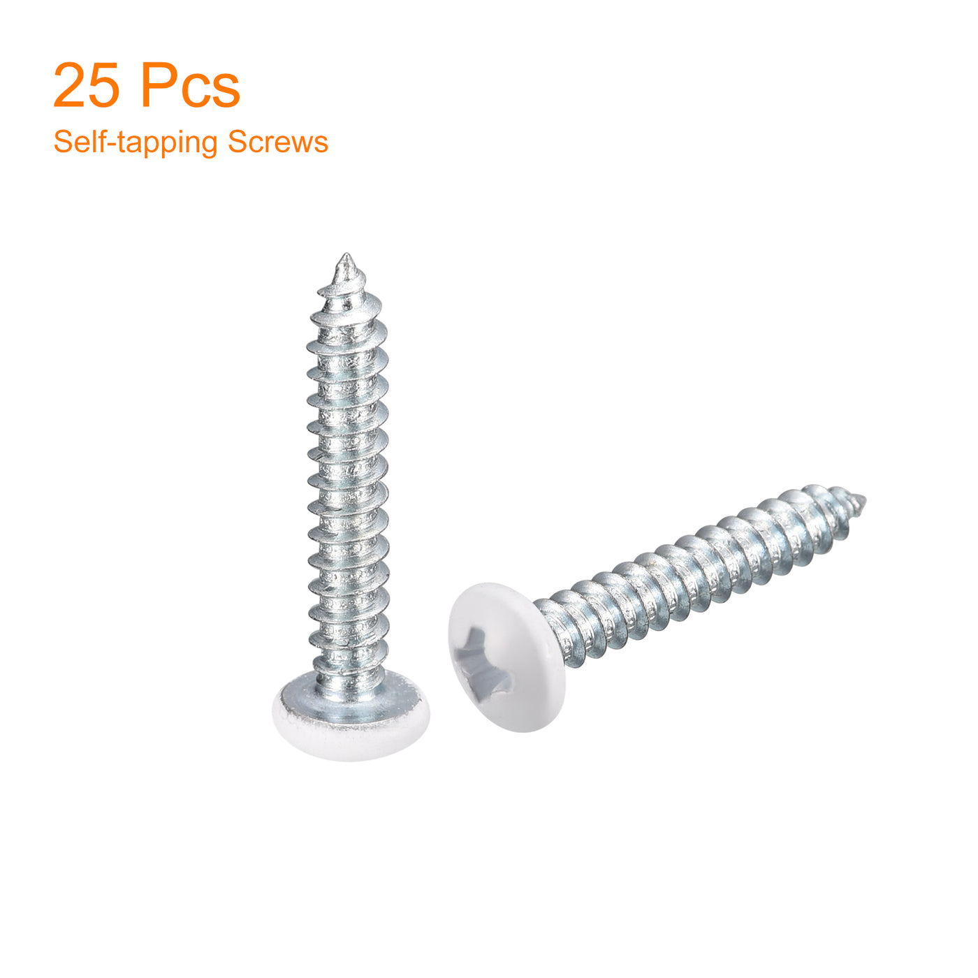 uxcell Uxcell ST4x25mm White Screws Self Tapping Screws, 25pcs Pan Head Phillips Screws