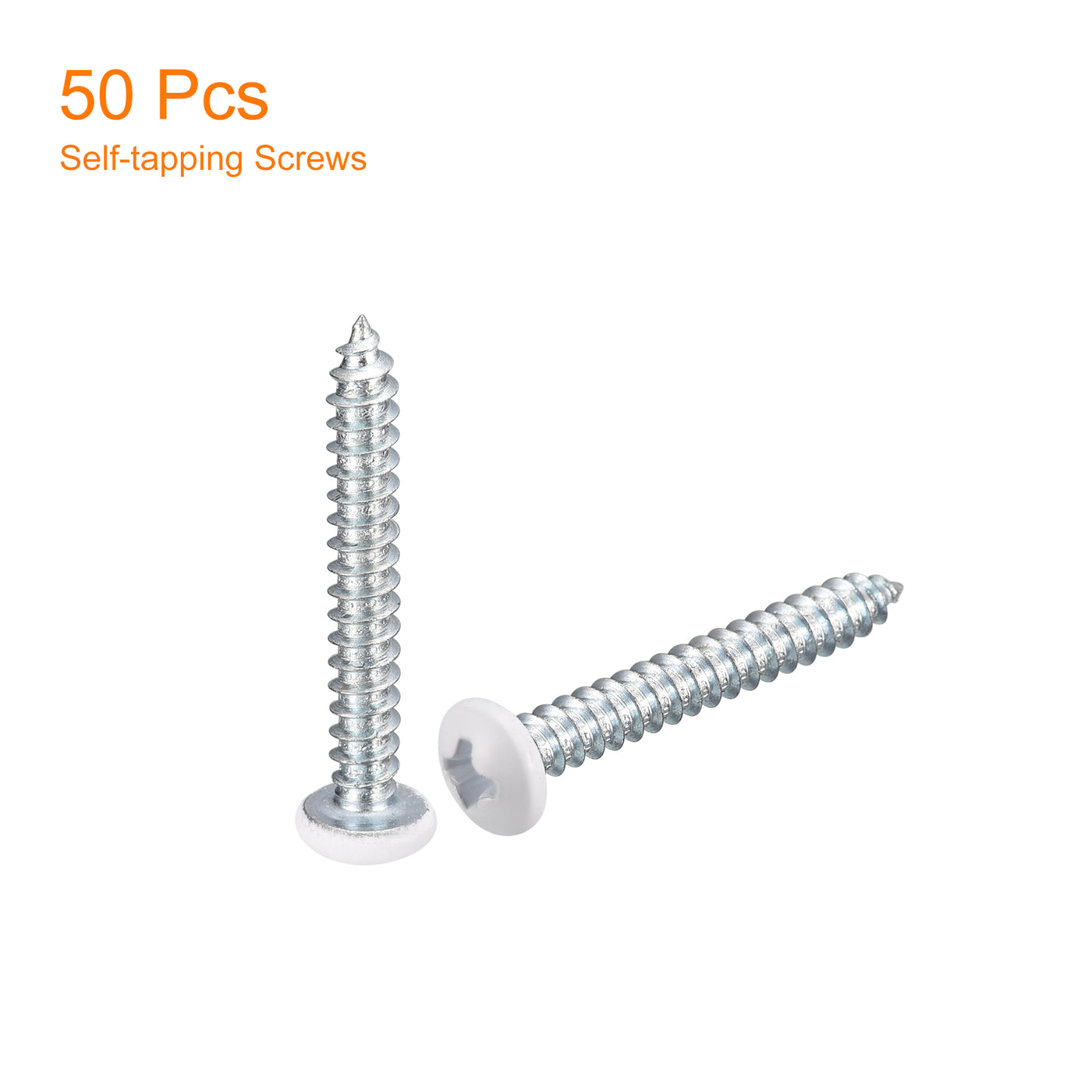 uxcell Uxcell ST4x30mm White Screws Self Tapping Screws, 50pcs Pan Head Phillips Screws