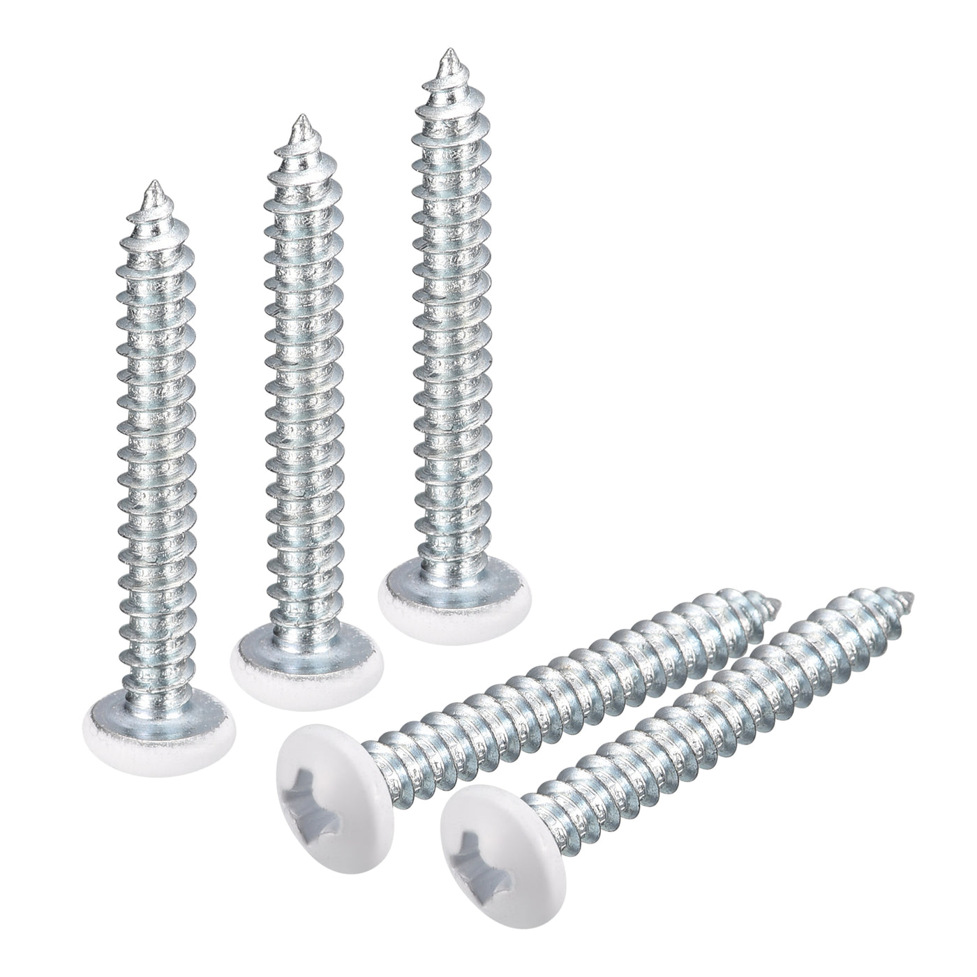 uxcell Uxcell ST4x30mm White Screws Self Tapping Screws, 50pcs Pan Head Phillips Screws