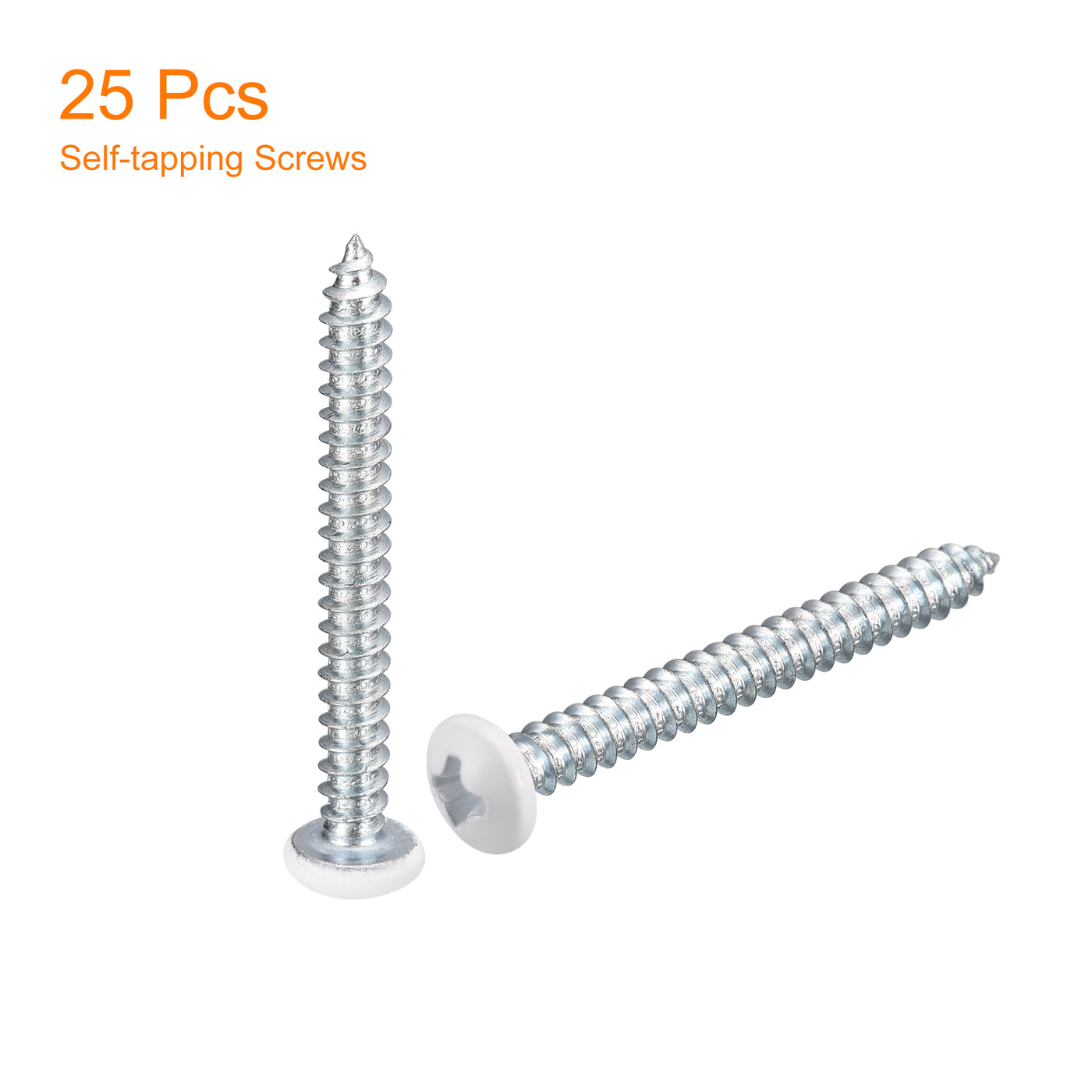 uxcell Uxcell ST4x35mm White Screws Self Tapping Screws, 25pcs Pan Head Phillips Screws