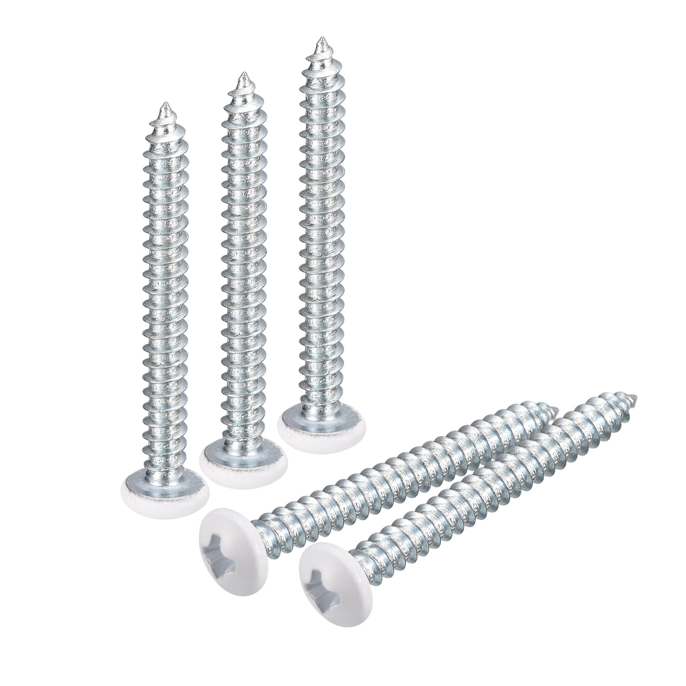 uxcell Uxcell ST4x40mm White Screws Self Tapping Screws, 50pcs Pan Head Phillips Screws