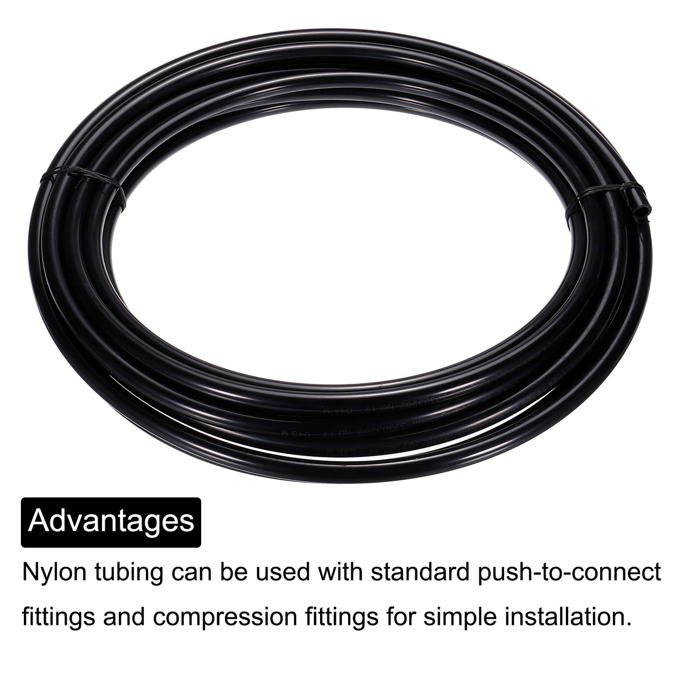 uxcell Uxcell Pneumatic Tubing, 12mm(0.47")OD x 8mm(0.31")ID x 10m(32.8ft) Air Brake Tube Nylon Air Line Water Hose Black