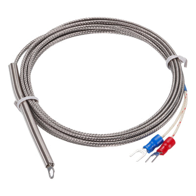 Harfington K Type Thermocouple Temperature Sensor PT100 4mm Ring High Temperature Probe 6.6ft Wire 0 to 600°C(32 to 1112°F) Stainless Steel