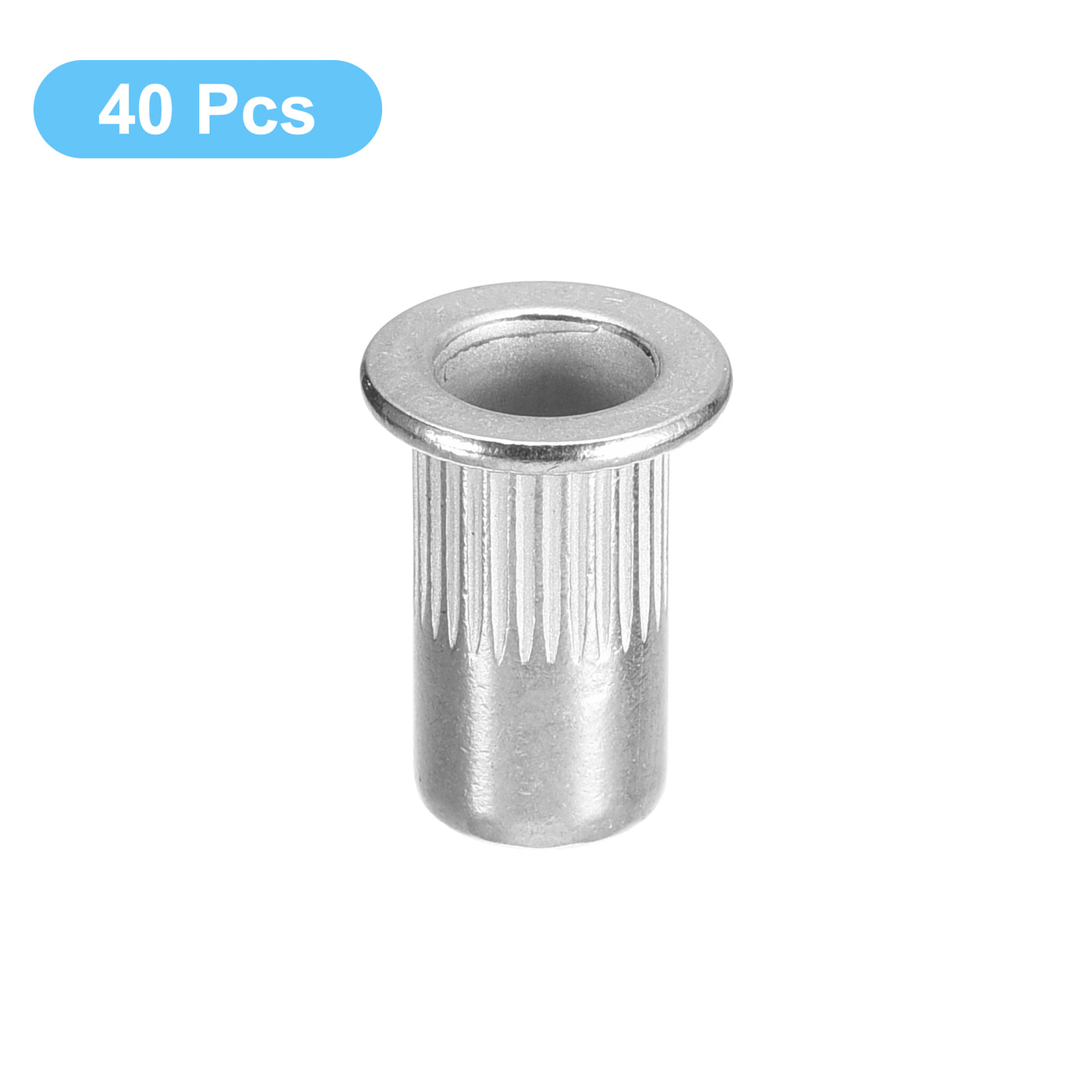 uxcell Uxcell Rivet Nuts, 304 Stainless Steel Knurled Flat Head Threaded Insert Nuts for Metal, Plastic
