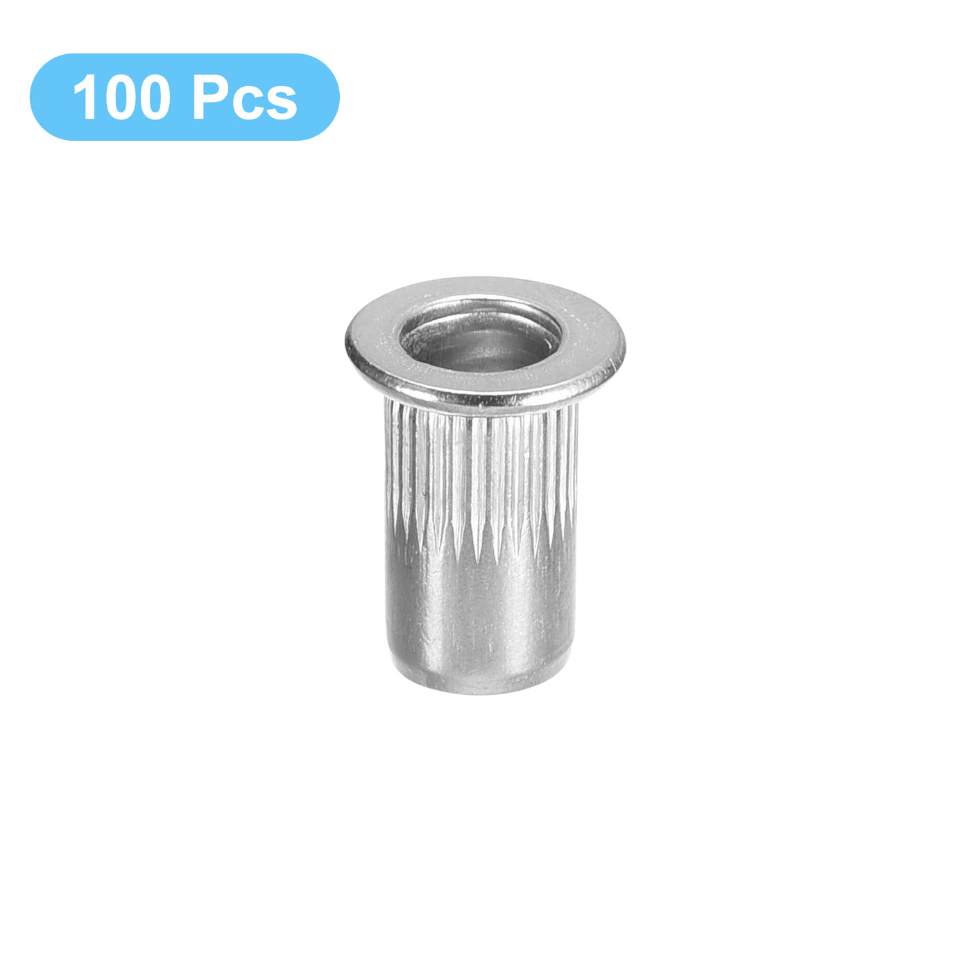 uxcell Uxcell Rivet Nuts, 304 Stainless Steel Knurled Flat Head Threaded Insert Nuts for Metal, Plastic