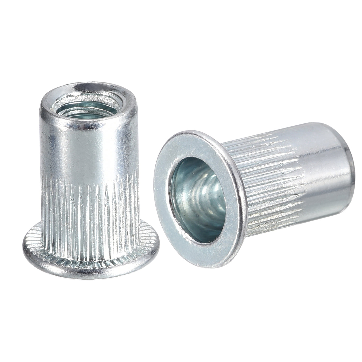 uxcell Uxcell Rivet Nuts, Carbon Steel Knurled Flat Head Threaded Insert Nuts for Metal, Plastic