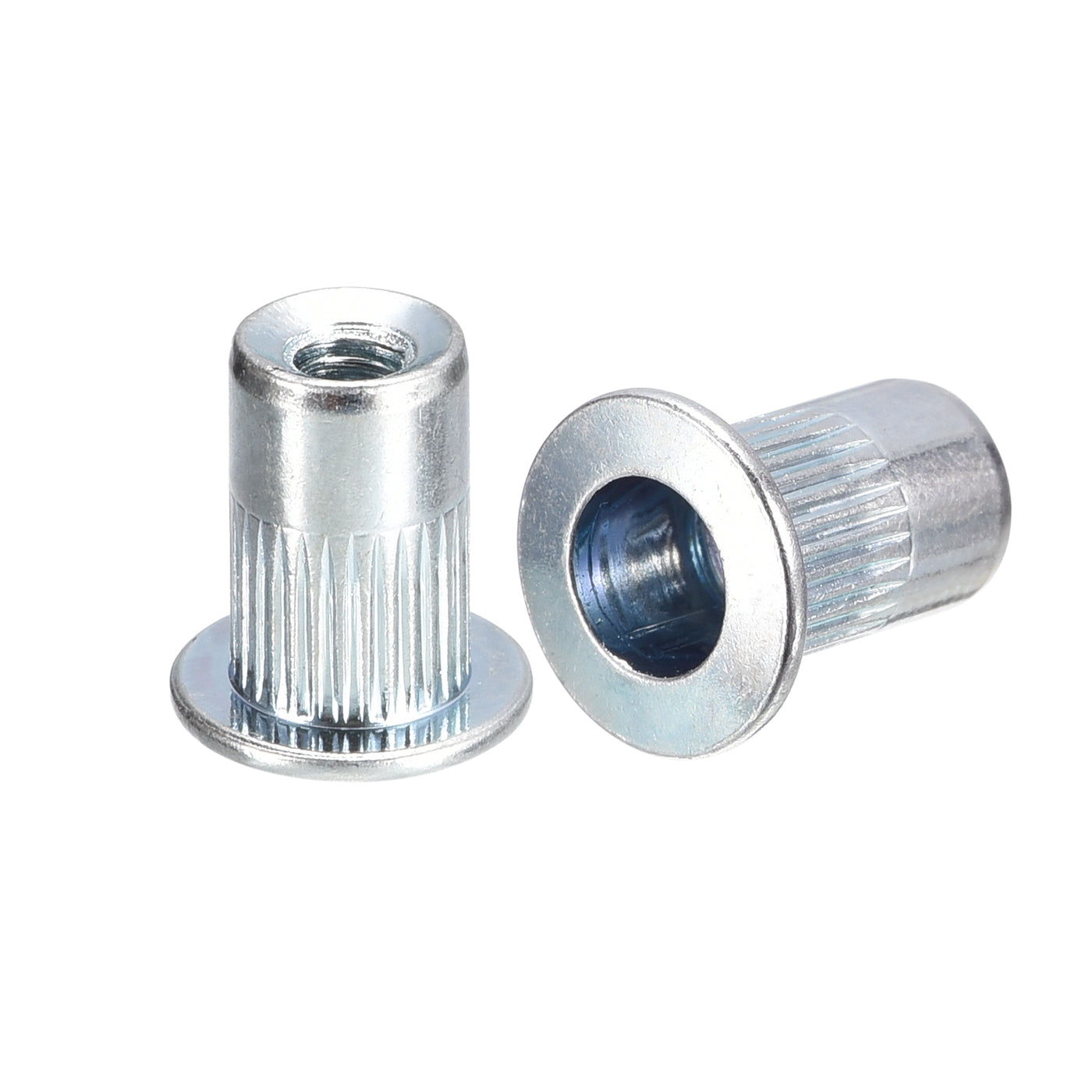 uxcell Uxcell Rivet Nuts, Carbon Steel Knurled Flat Head Threaded Insert Nuts for Metal, Plastic