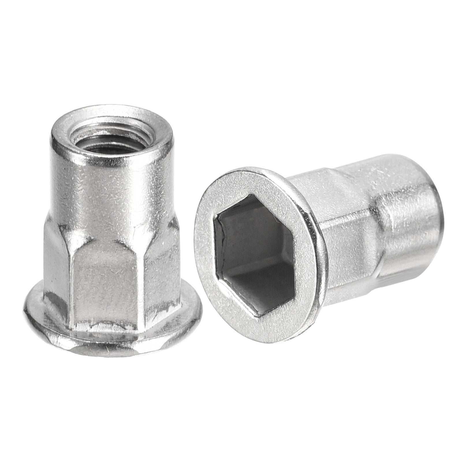 Uxcell Half Hex Body Rivet Nuts, 304 Stainless Steel Flat Head Threaded ...