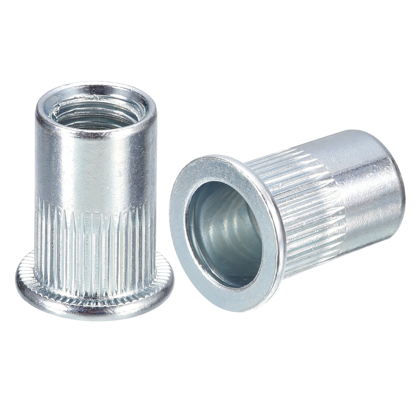uxcell Uxcell Rivet Nuts, Zinc Plated Carbon Steel Knurled Flat Head Threaded Insert Nuts for Metal, Plastic