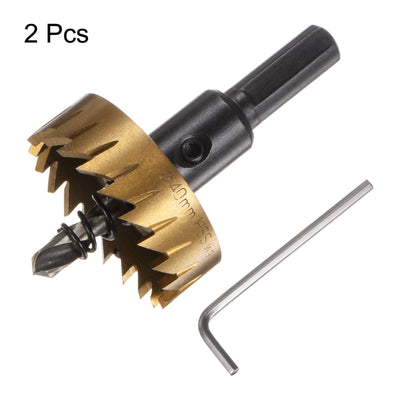Harfington 2pcs 40mm M35 HSS (High Speed Steel) Hole Saws Drill Bits for Stainless Steel