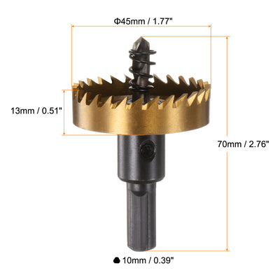 Harfington 2pcs 45mm M35 HSS (High Speed Steel) Hole Saws Drill Bits for Stainless Steel