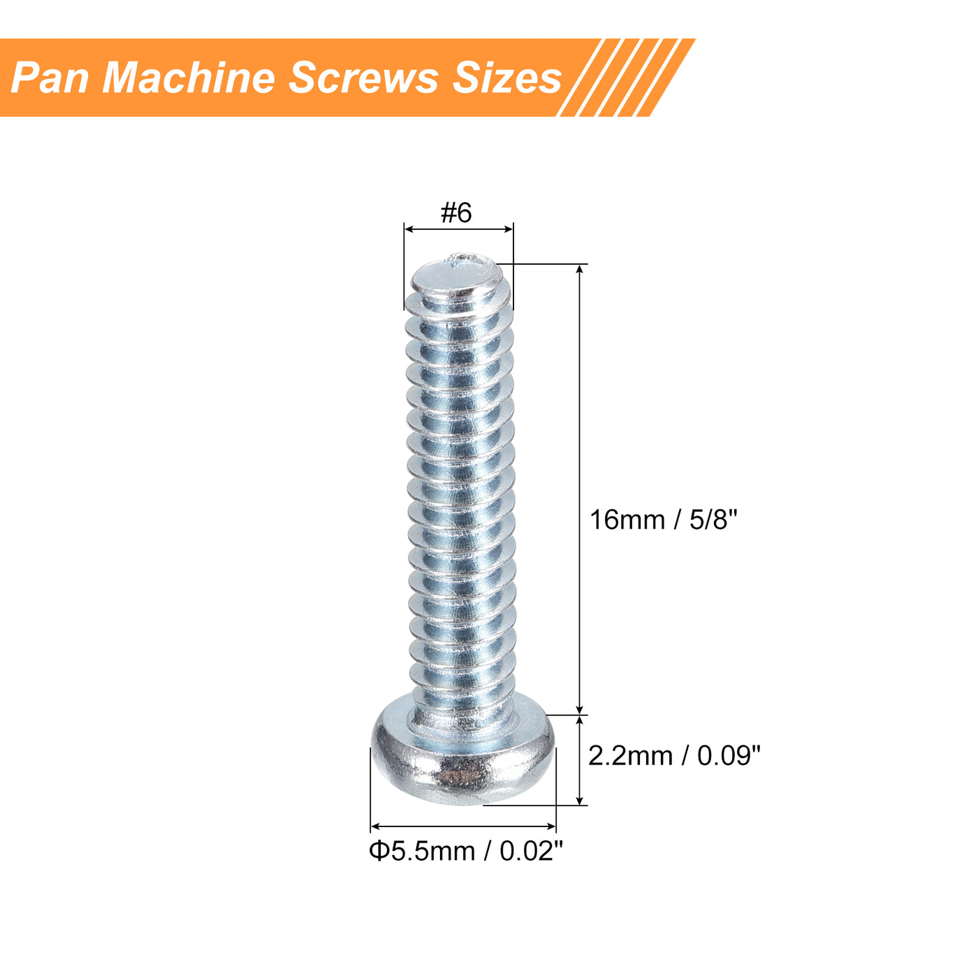 uxcell Uxcell #6-32x5/8" Pan Head Phillips Machine Screws, 100pcs Carbon Steel Screws