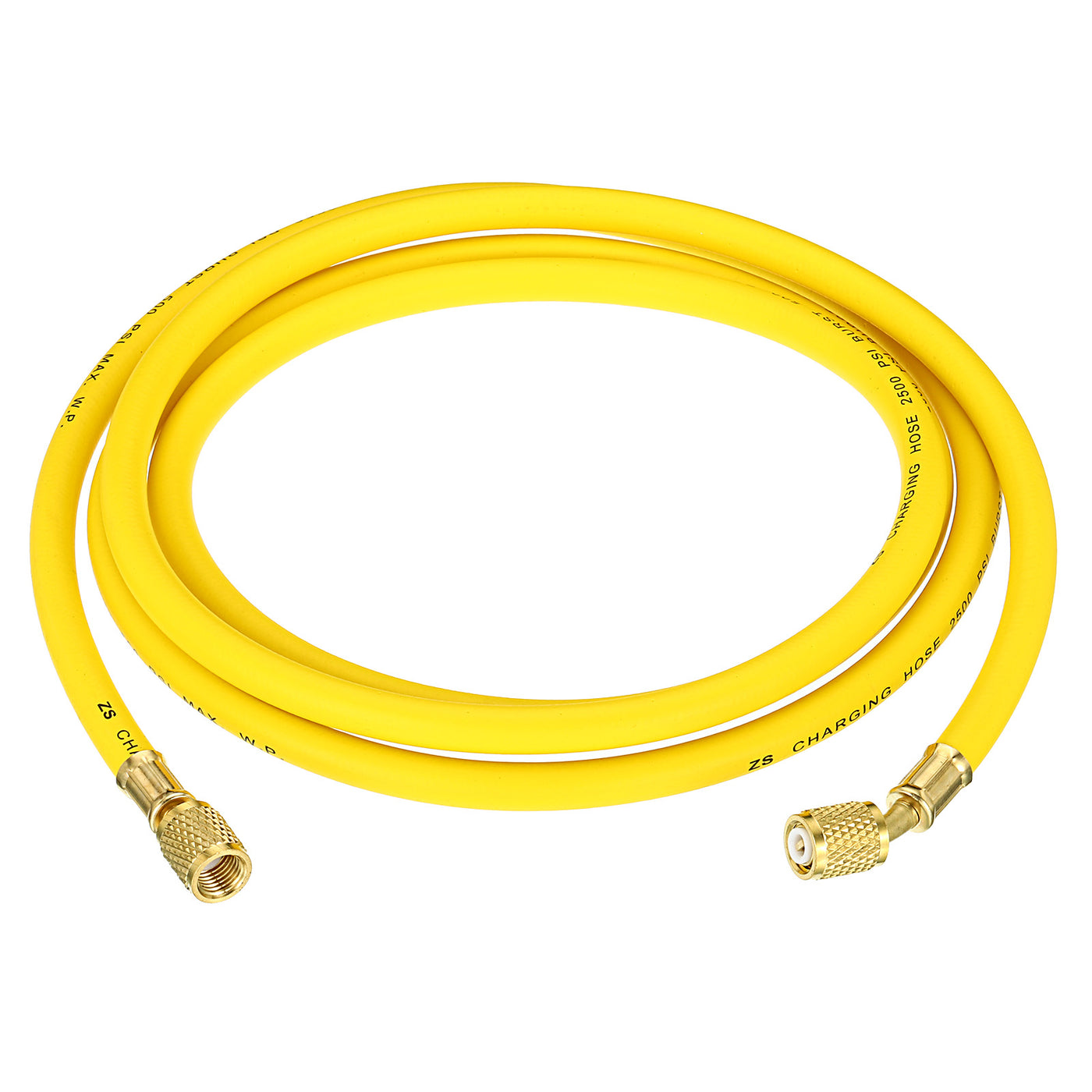 Harfington 1/4 SAE Refrigerant Charging Hose, 8ft 500 PSI 2500 PSI Manifold Gauge Hose with AC Adapters for Air Conditioner HVAC Refrigeration, Yellow