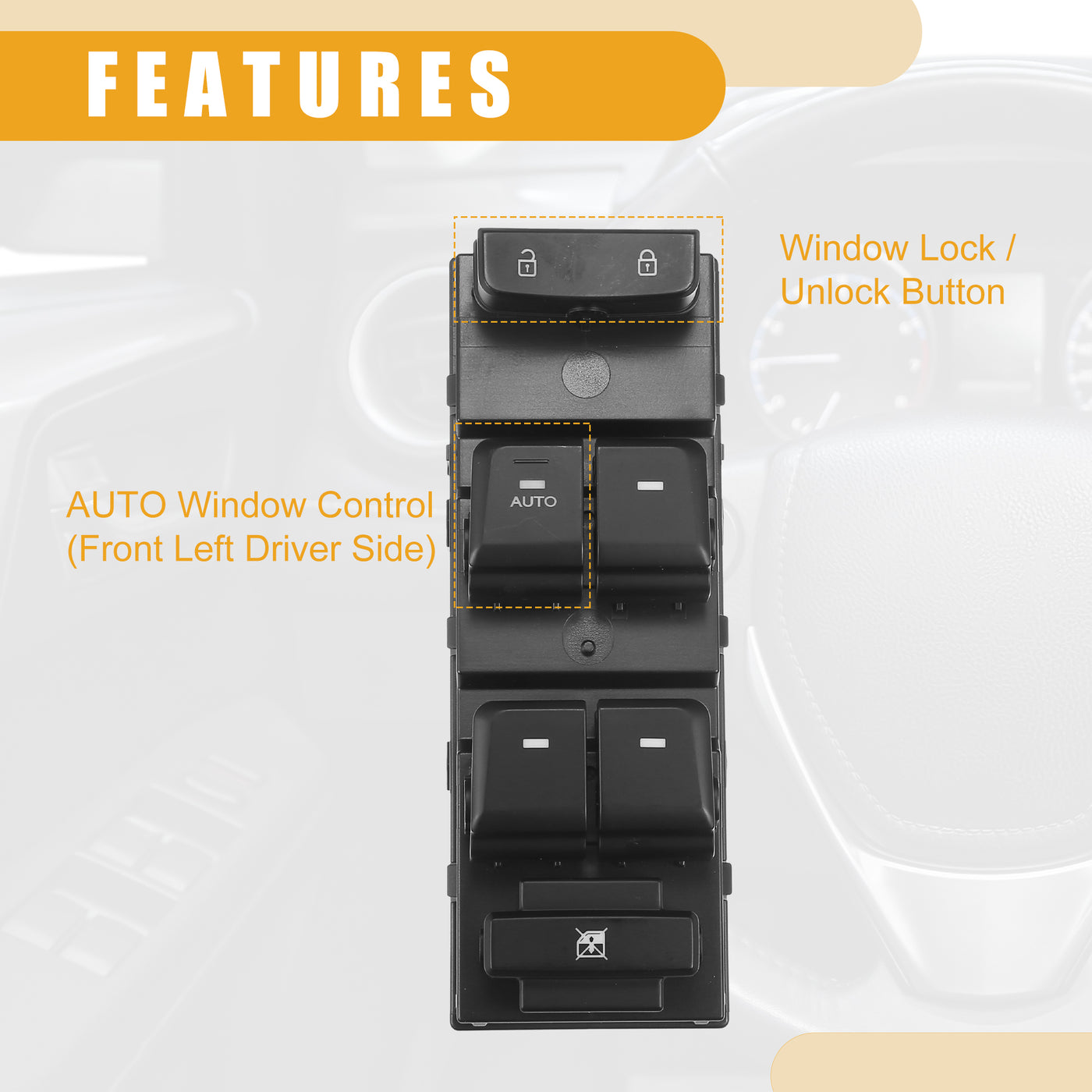 Partuto Power Window Main Switch No.93570-C1000 - Car - Driver Door Left Door Window Main Switch Control - for Hyundai Sonata 2015-2019 - Plastic Black - 1Pc
