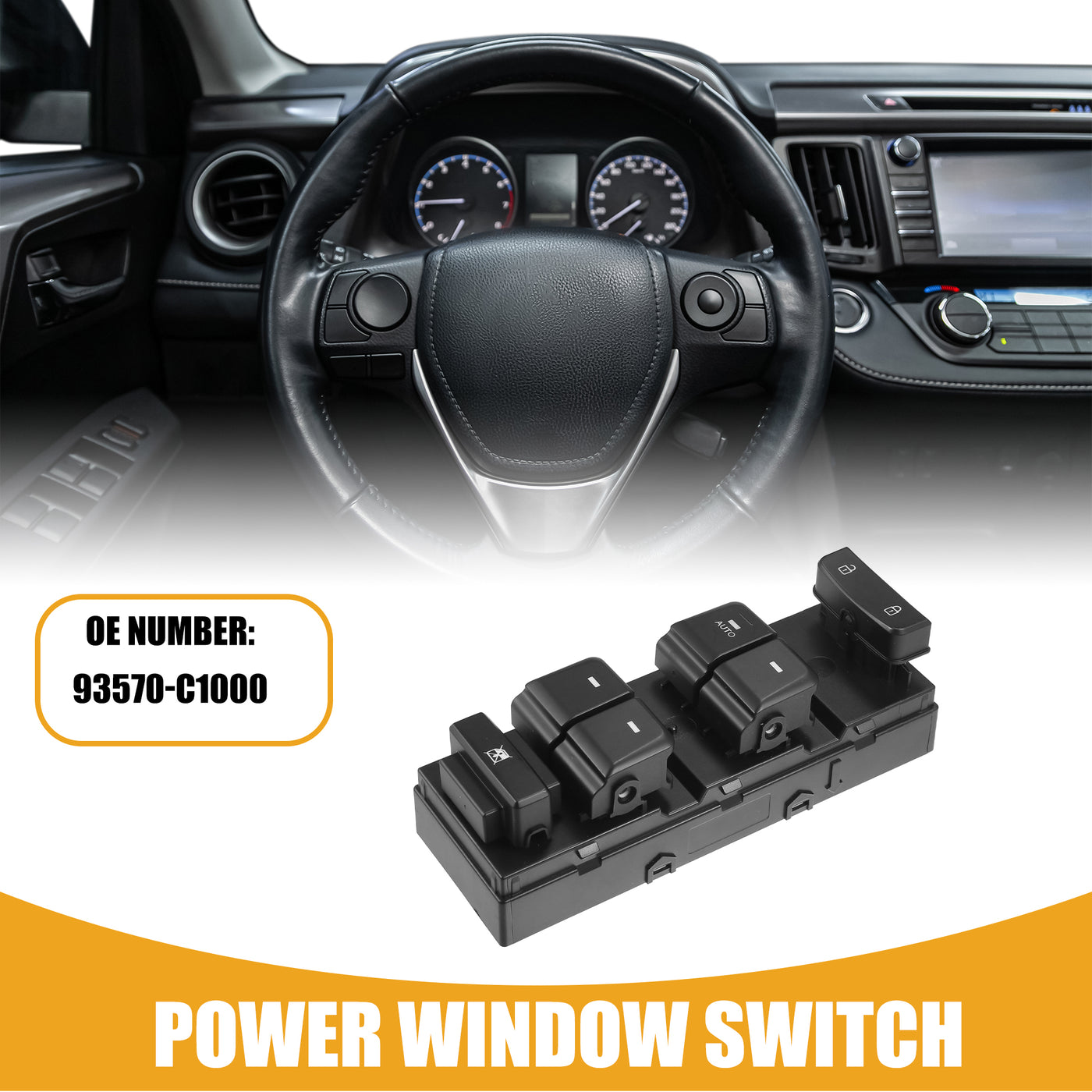 Partuto Power Window Main Switch No.93570-C1000 - Car - Driver Door Left Door Window Main Switch Control - for Hyundai Sonata 2015-2019 - Plastic Black - 1Pc