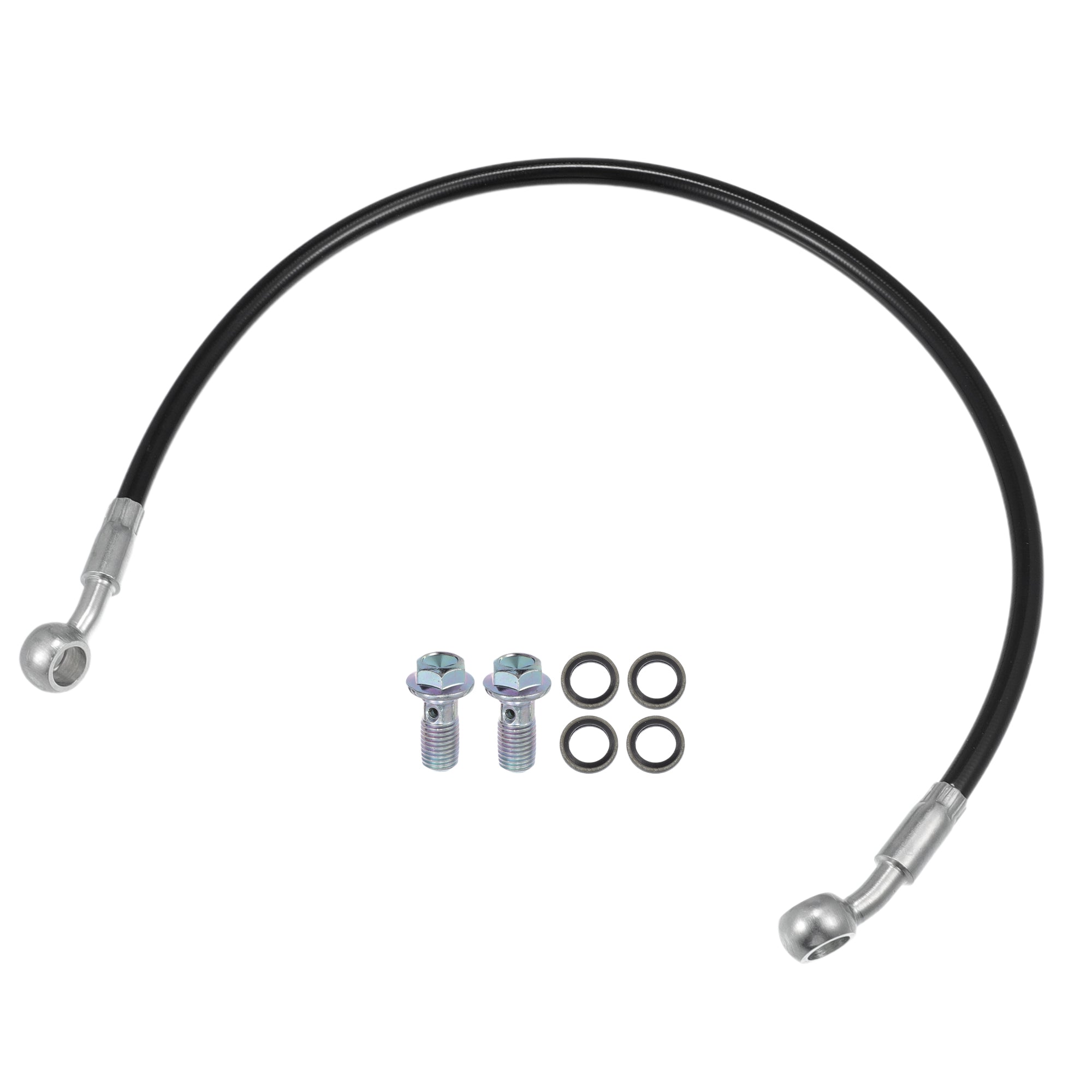 Universal Motorcycle Hydraulic Brake Hose 400-2400mm 28°-28°10mm Fixed Fittings Stainless Steel Braided Black Hose For Motorcycles, ATVs, Dirt Bikes
