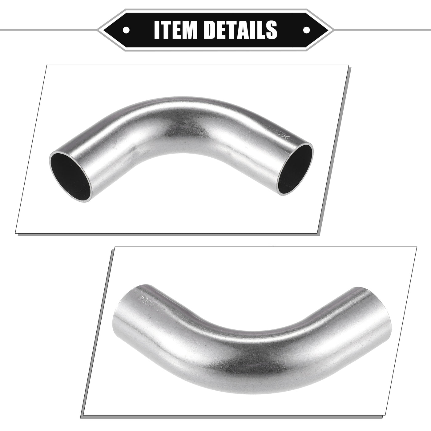 VekAuto 2 Pcs Bend Elbow Pipe Tube, 1.25" OD 4" Leg 90 Degree DIY Exhaust Pipe Intercooler Air Intake Tube Universal for Car Truck Automotive Durable 304 Stainless Steel Silver Tone