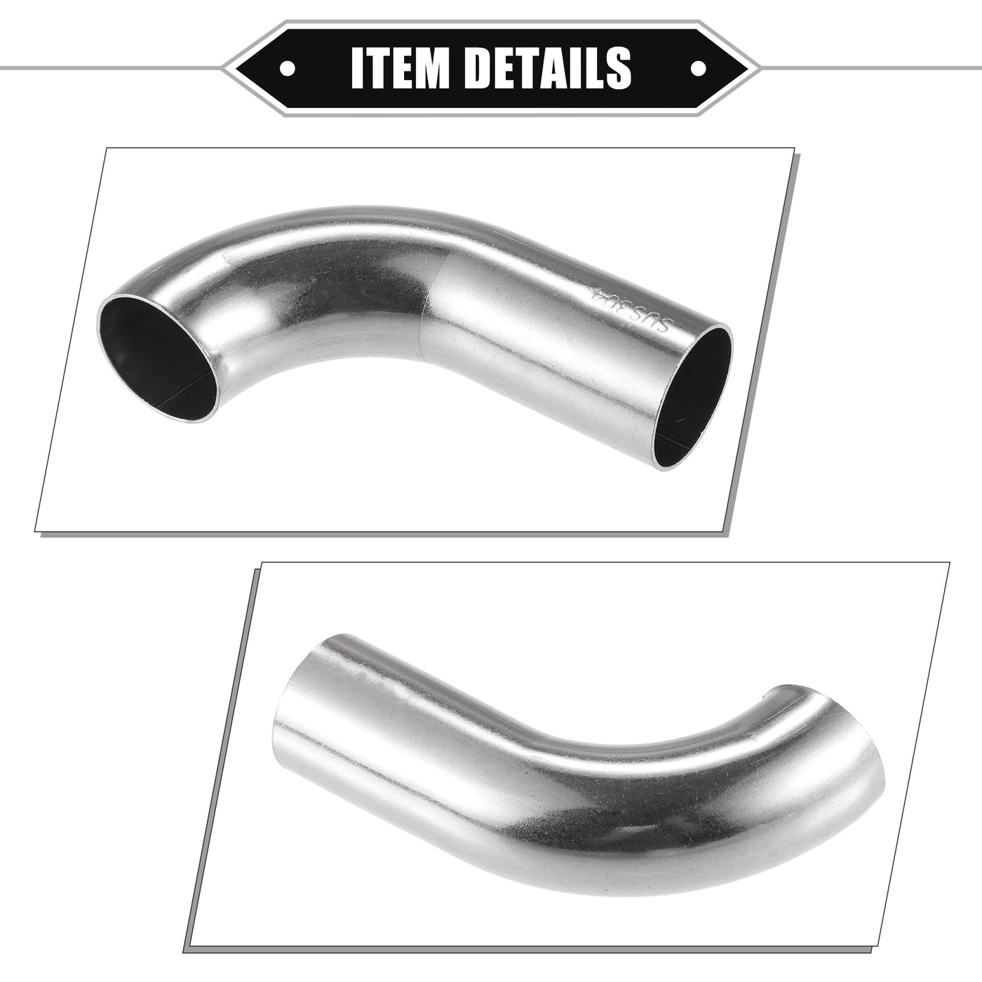 VekAuto 2 Pcs Bend Elbow Pipe Tube, 1" OD 3.43" 1.97" Leg 90 Degree DIY Exhaust Pipe Intercooler Air Intake Tube Universal for Car Truck Durable 304 Stainless Steel Silver Tone